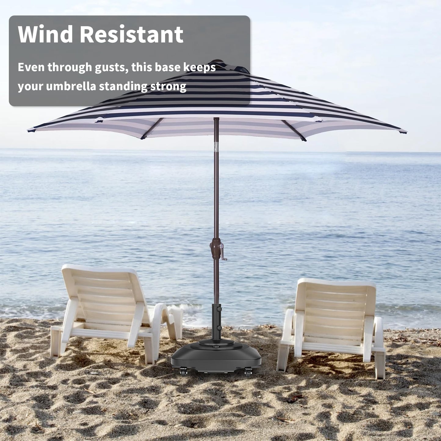 PGGP Patio Umbrella Base Heavy Duty with Wheels, Max 100lb Fillable Umbrella Stand Mobile Square Market Stand, Windproof Outdoor Umbrella Holder for Deck, Poolside, Lawn, Fits Muti Sized Umbrellas