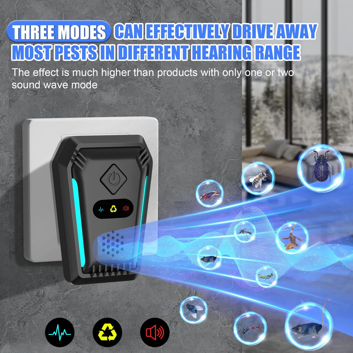 (2026 Upgraded) Ultrasonic Rodent & Pest Indoor Repeller - Stronger Driving Force, Repellent for Mouse, Rats, Roaches, Ants, Spiders & Bugs | Plug-in Control, 3 Mode Switching (6 Pack)