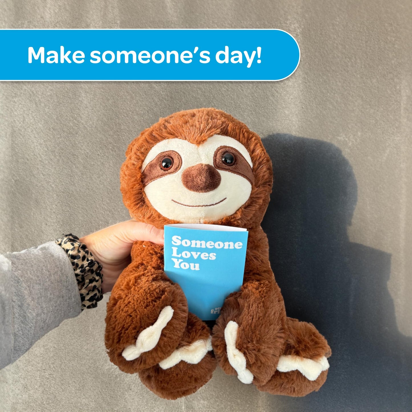 SendAFriend Sam The Sloth Stuffed Animal Care Package, Someone Loves You Box, Great Gift for Any Reason (Happy Birthday Notecard)