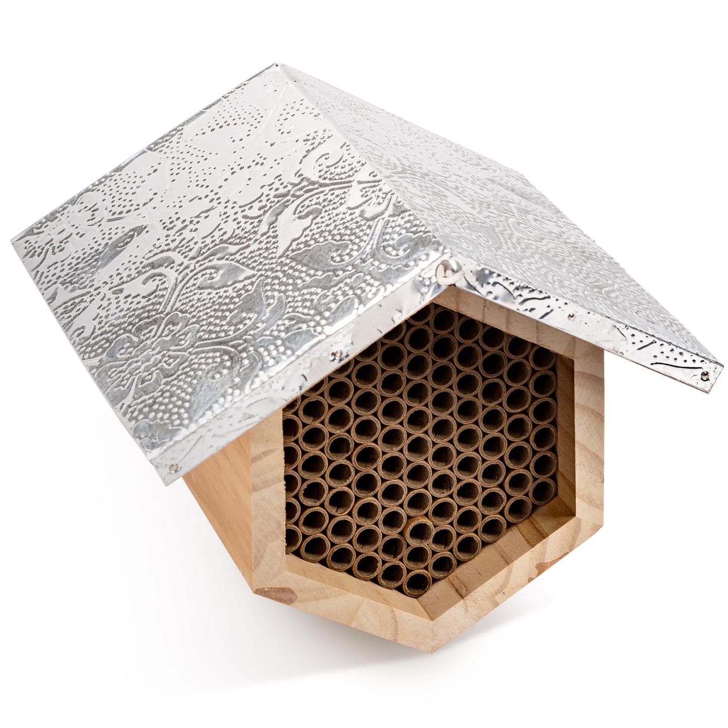 Rivajam Beekeeper Pro Mach II Mason Bee House - Strong + Waterproof Bee Hotel & Insect Habitat - Replaceable Mason Bee Tubes Filled Bee Houses for the Garden - Pollinator House Gardening Gifts