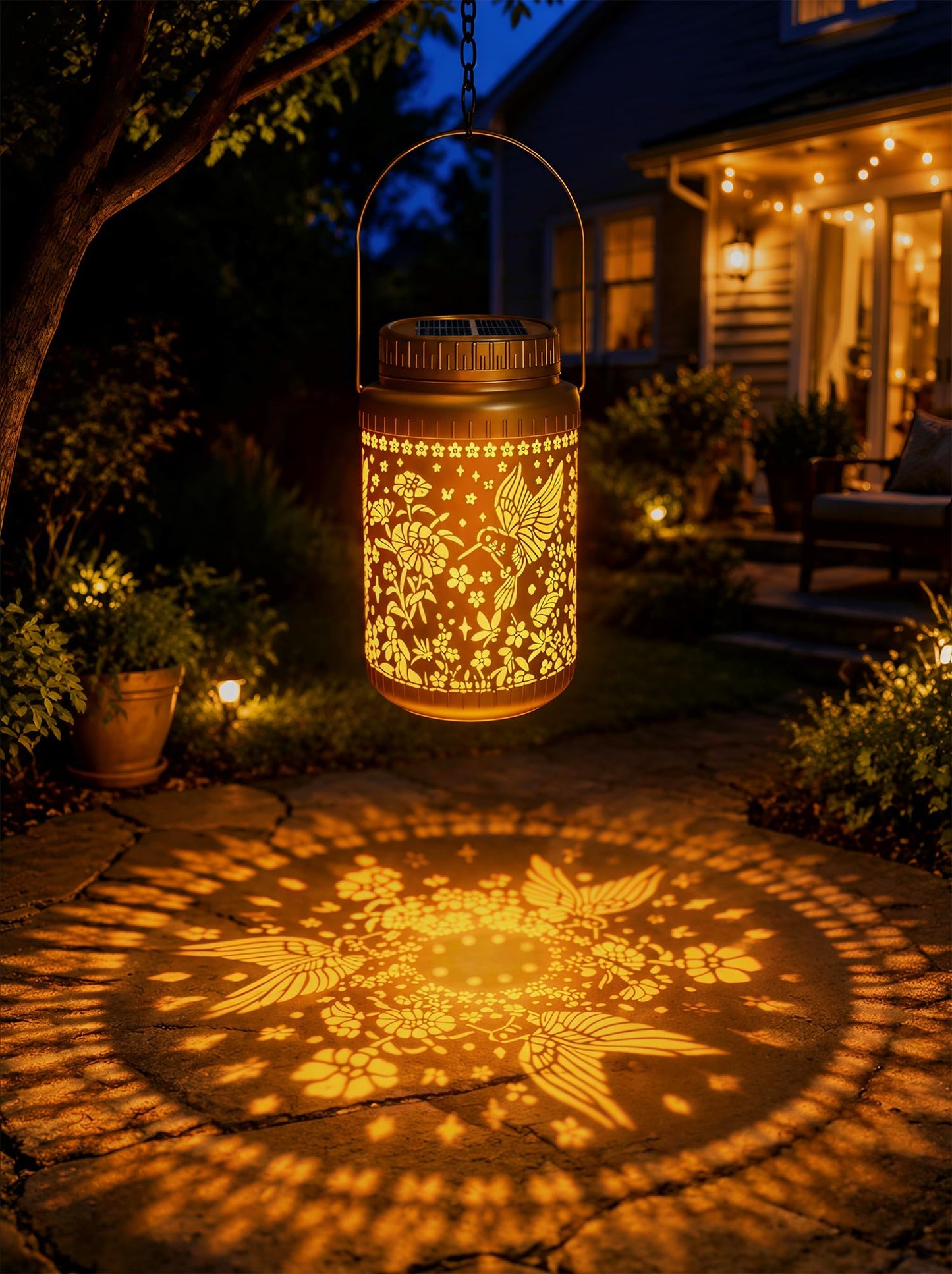 Cooo 2 Pack Solar Lanterns Outdoor Waterproof Hummingbird Red_Sage Solar Pathway Lights Landscape Path Christmas Gifts for Women Mom Grandma Outdoor Table Lamps Garden Yard Backyard Decor -Rose Gold