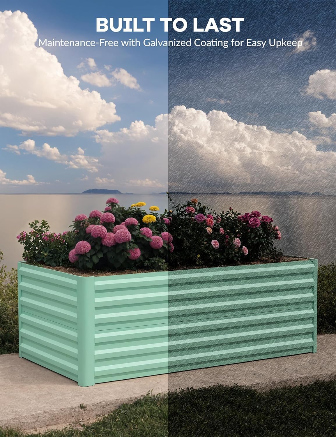 GarveeLife 2pcs 6x3x2 ft Galvanized Raised Garden Bed, 24" Tall Metal Planter Box for Flowers Vegetables, Rust-Resistant Raised Garden Beds for Gardening, Easy Assembly Outdoor Garden Box & Planters