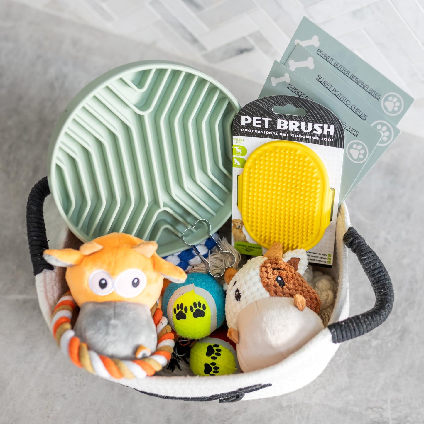 Paws For Reaction New Puppy Gift Basket - Premium Puppy Starter Kit and Dog Gift Basket with Dog Toys - Perfect Doggie Birthday Gifts and Puppy Necessities with Pet Toy Basket.