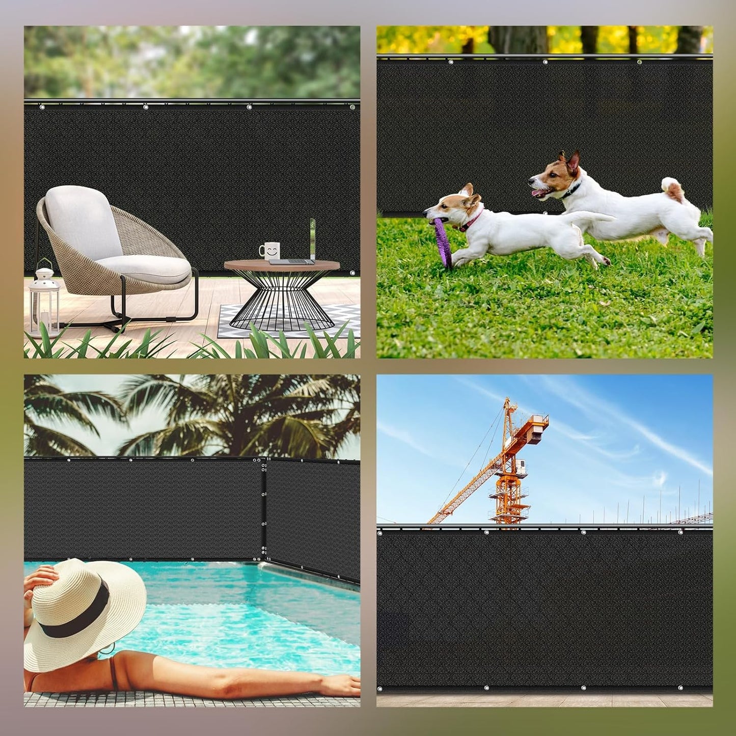 Privacy Screen Fence, TOTU 4ft x 50ft Heavy Duty 170 Shade Net Cover, for Wall Garden Yard Outdoor Home Decoration, Black
