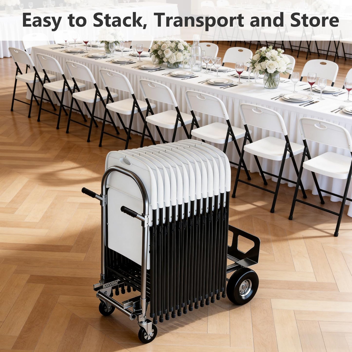Plastic Folding Chair 4 Pack, Outdoor Sturdy Metal White Folding Chairs for Outside Indoor, Portable 350 lbs Capacity Heavy Duty Foldable Commercial Seating for Picnic, Party, Patio, White