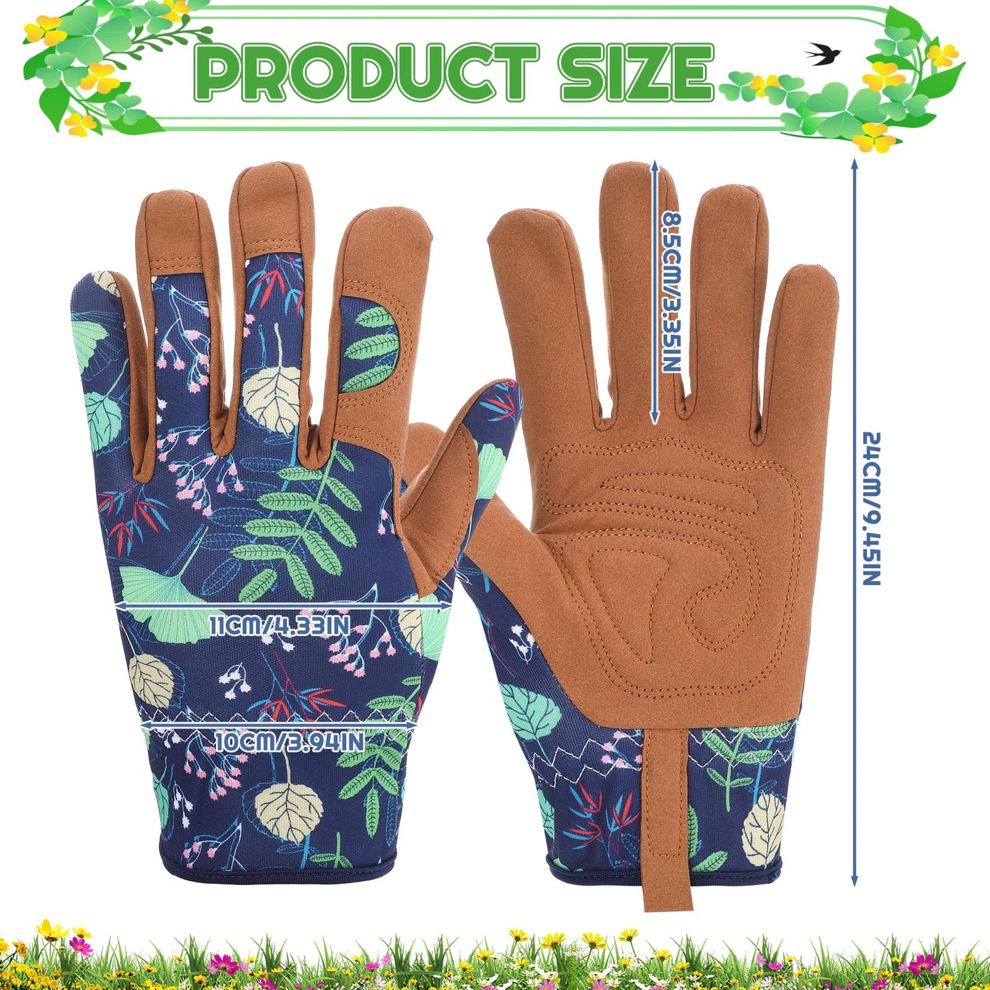 Zhamate 2 Pairs Gardening Gloves Thorn Proof for Women, Long And Short Leather Gardening Gloves Women Working Glove for Rose Pruning Yard Work