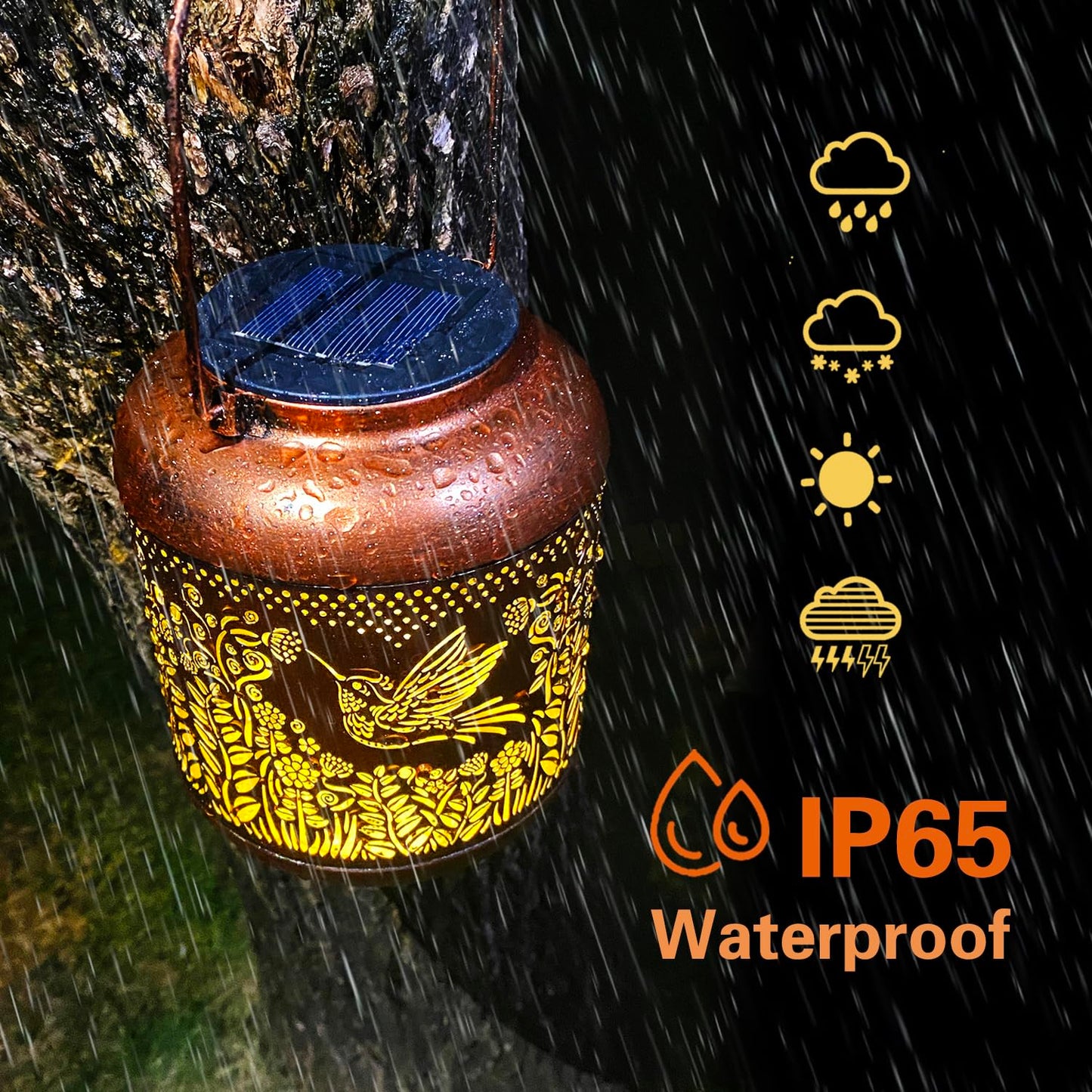 Hummingbird Solar Lanterns Outdoor Waterproof Hanging Solar Lights Hummingbird Gifts for Women Men Mom Metal Bird Decorative LED Lanterns for Yard, Patio, Lawn, Pathway, Landscape, Garden Decor