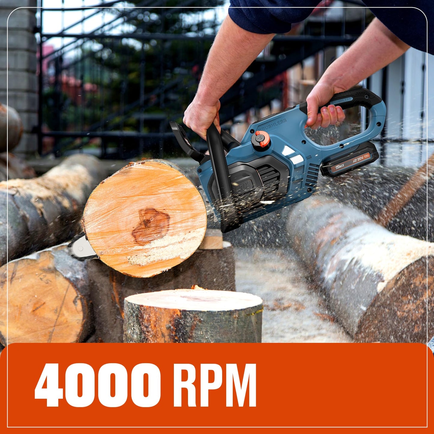 SENIX Chainsaw Cordless, 20V 10" Battery Chainsaw, Brushless Chain Saw, Includes 2.5Ah Battery & Charger, Garden Tool for Tree, Pruning, Branch Cutting, Yard, Fathers Day Gift, Tool-Free,CSX2-M