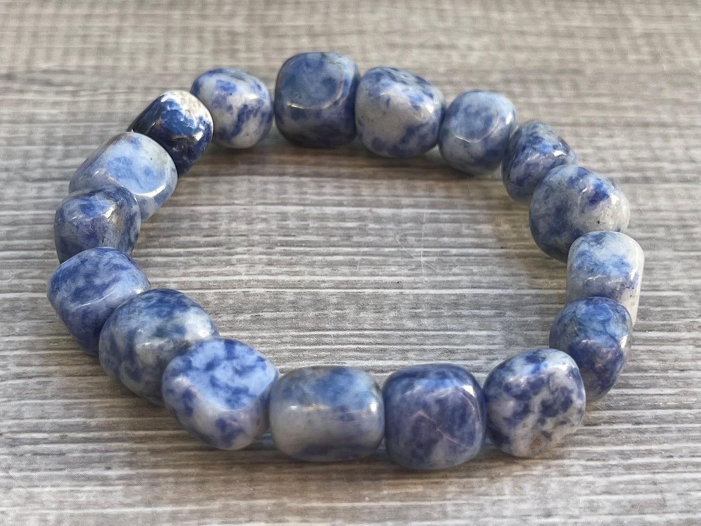 GAF TREASURES Sodalite Crystal Nugget Bracelet, Genuine Sodalite Tumbled Gemstone Bracelet, Healing Crystal Bracelet, Gift for Men & Women (1)