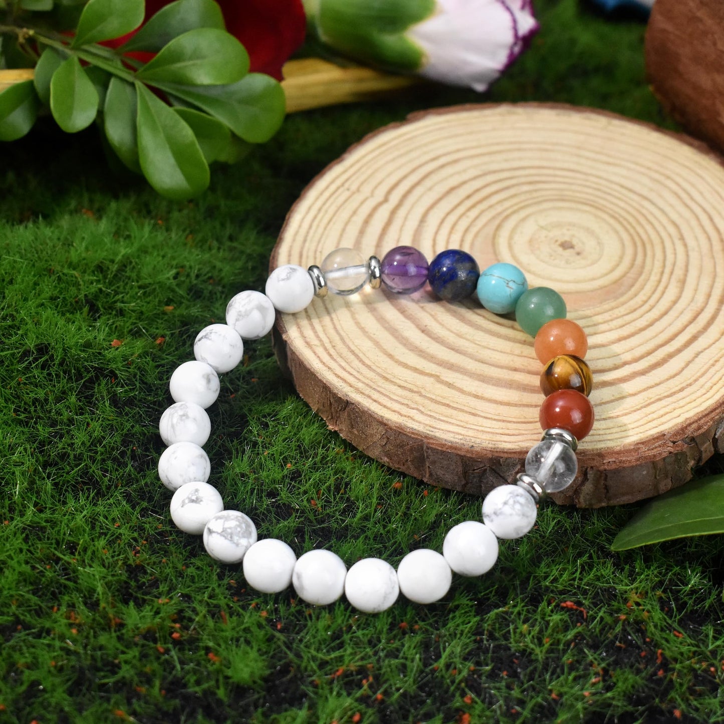 Ayriwoyi Chakra Bracelet for Women Healing Crystal Bracelet White Turquoise Beaded Stone Spiritual energy Bracelet For Women Crystals And Healing Stones