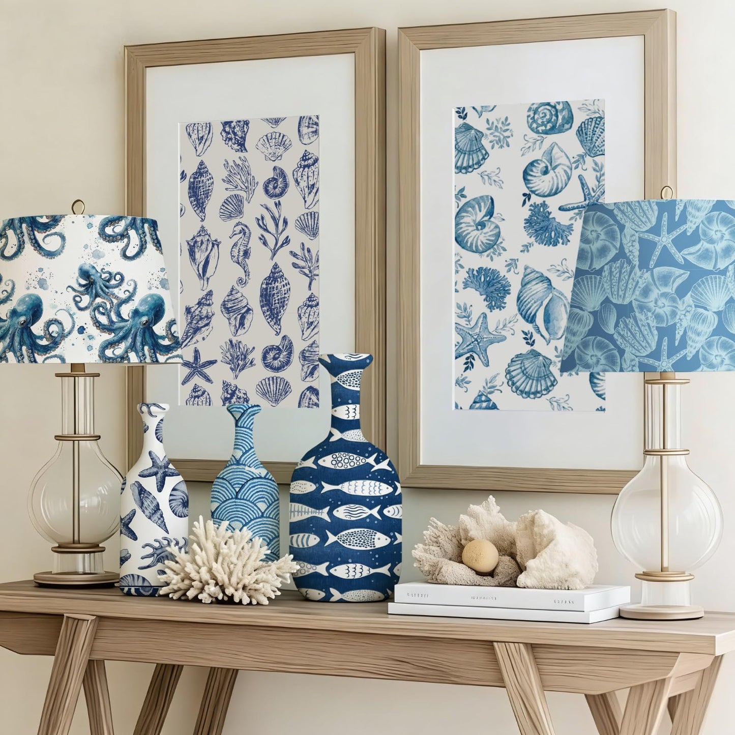 Glenmal 120 Pack Coastal Beach Blue Style Decoupage Paper Napkins, 12 Styles Decorative Cocktail Napkins for DIY Crafting Guest Tea Party Scrapbook Holiday Birthday Wedding Baby Shower, 13 Inch