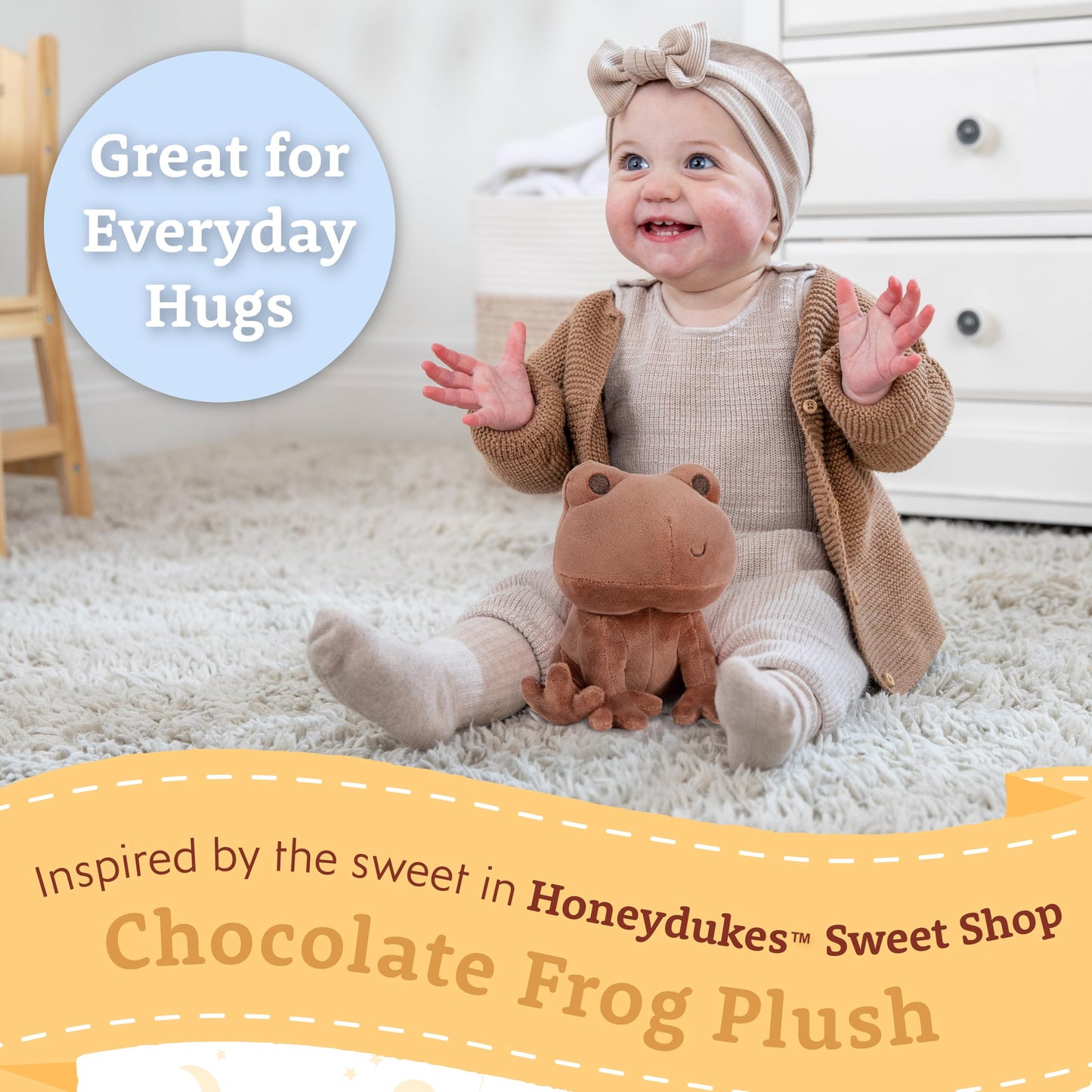 Kids Preferred Harry Potter Chocolate Frog Plush Stuffed Animal with Embroidered Details, Brown Minky Fabric, and Beans in Bottom, Hogwarts Collectible for Babies, Toddlers, and Kids, 6 Inches