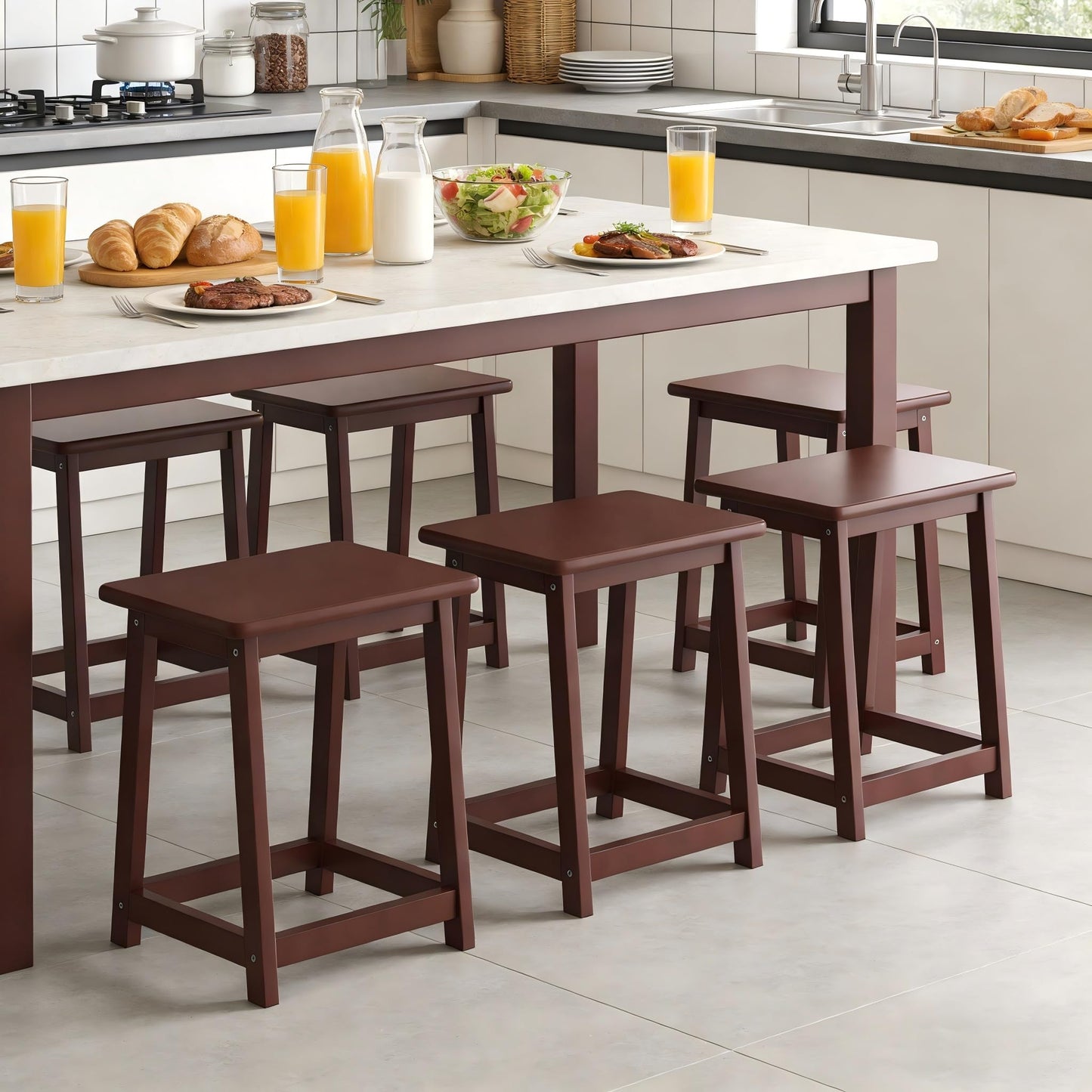 Wooden Step Stool Tall Seat Stool Dining Piano Stool End Side Table Wood Plant Stand Table Indoor Bedside Table Nightstand Flower Pot Stand for Living Room Bathroom Bedroom Kitchen (Coffee)