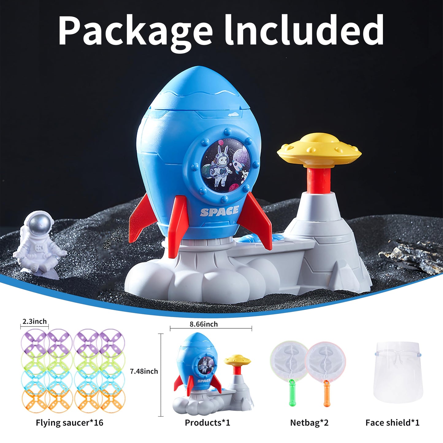 Outdoor Toys for Kids Ages 3-8: Flying Disc Launcher Toy Chasing Games - Summer Outside Yard Activities Chasing Toy for Toddlers Ages 3 4 5 6 7 8 Backyard Games Birthday Gift for Boys Girls, Blue