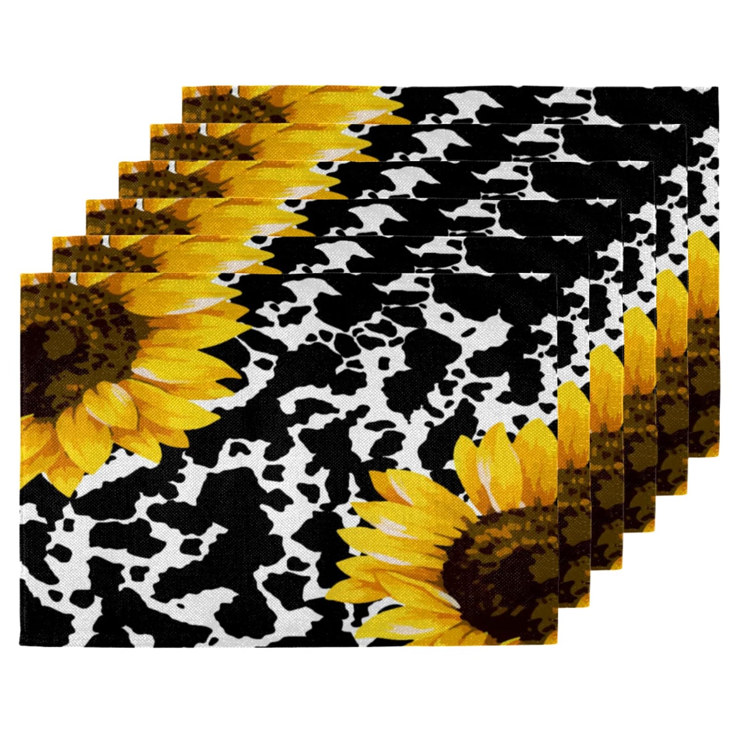 Sunflower Spot Fusion Placemats Set of 4,12x18 Inch Heat Resistant Non-Slip Table Mats for Dining Table, Washable Place Mats for Wedding, Party, Home Decor