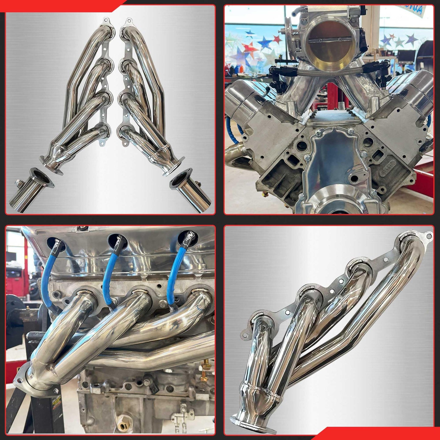 Shorty Headers for LS Swaps 304 Stainless Steel Exhaust Headers 2.5 Inch 3 Bolt Collectors Fits 4.8L 5.3L 5.7L 6.0L 6.2L LS1 LS2 LS3 LS6 V8 S10 C10 K10 Truck Includes Header and Collector Gaskets