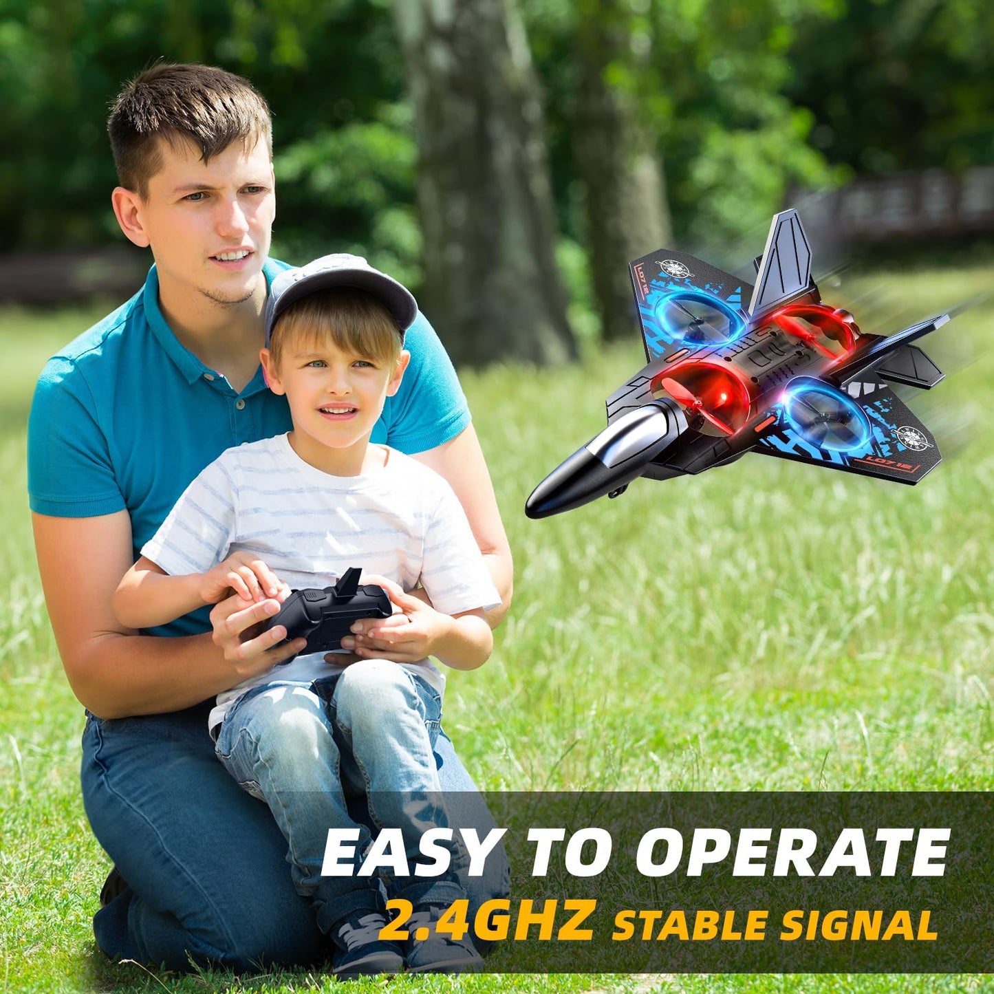 MSKOLER Foam Remote Control Airplane for Kids 8-12, 2.4 GHz RC Plane with Colorful Lights, 360° Flips & Stunt Roll, RC Airplane Toy for Boys and Girls Ages 8-16, Boy Toy for Kids and Adults