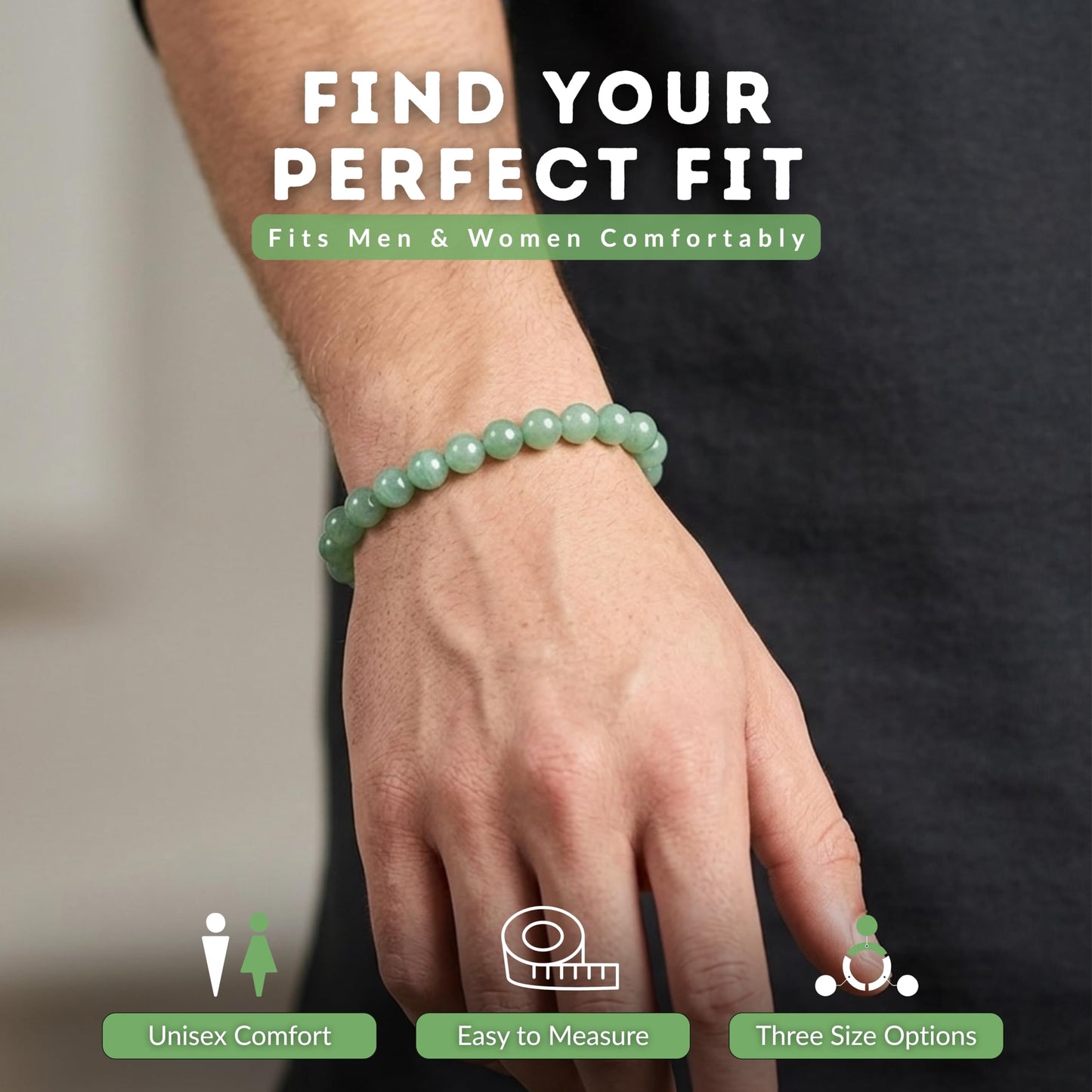 Cherry Tree Collection Green Aventurine Beaded Bracelet – Genuine 8mm Gemstone Stretch Bracelet for Men & Women – Handmade Crystal Bracelet - (Green Aventurine - M)