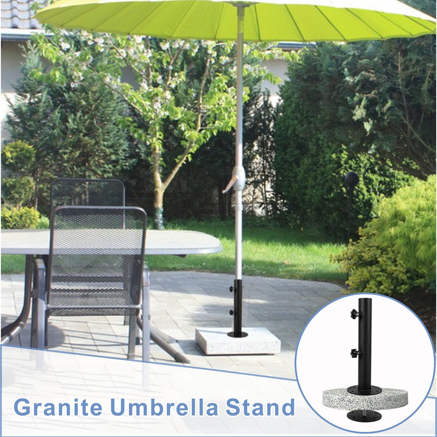 YZZHAJ Patio Umbrella Stand Base, Heavy Duty Outdoor Umbrella Holder, Metal Grass Umbrella Ground Stake, Steel Outdoor Umbrella Base for Decks, Patios, Lawn, Docks