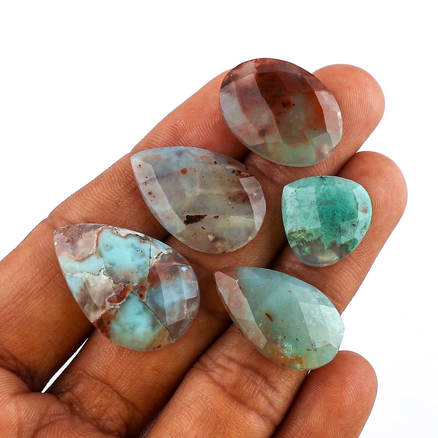 CRYSTALINES 5pcs, Natural Aquaprase Gemstone, Bulk Briolette Cut Stone, DIY Jewelry Making, Wholesale Loose Supply, Chakra Healing Crystal, Wire Wrapping, Gem Collection, AAA Grade