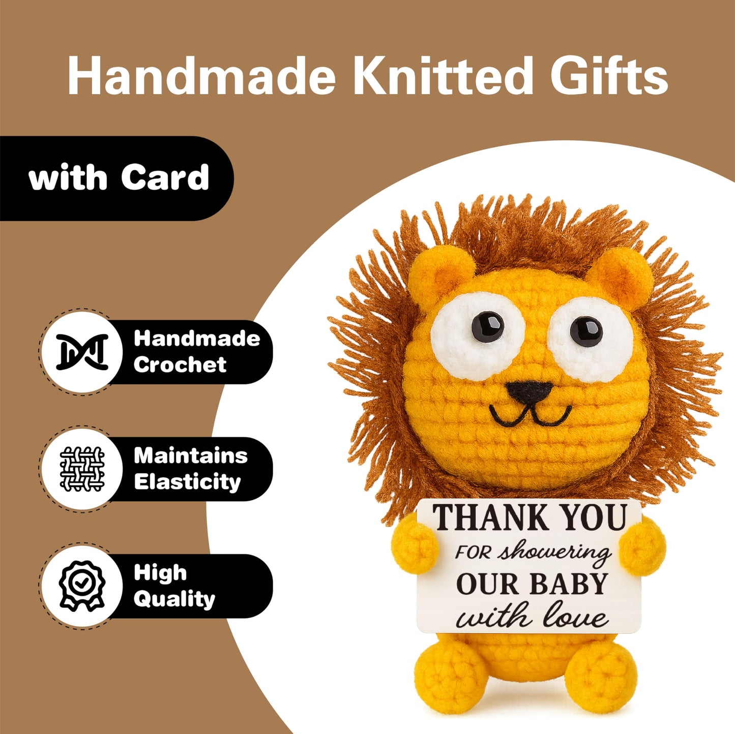 Baby Shower Thank You Gifts for Hostess, Handmade Lion Nursery Decor, Guest Favors New Mom to Be Gifts, 'Showering Our Baby With Love' Quote Sign, Jungle Safari Theme Present