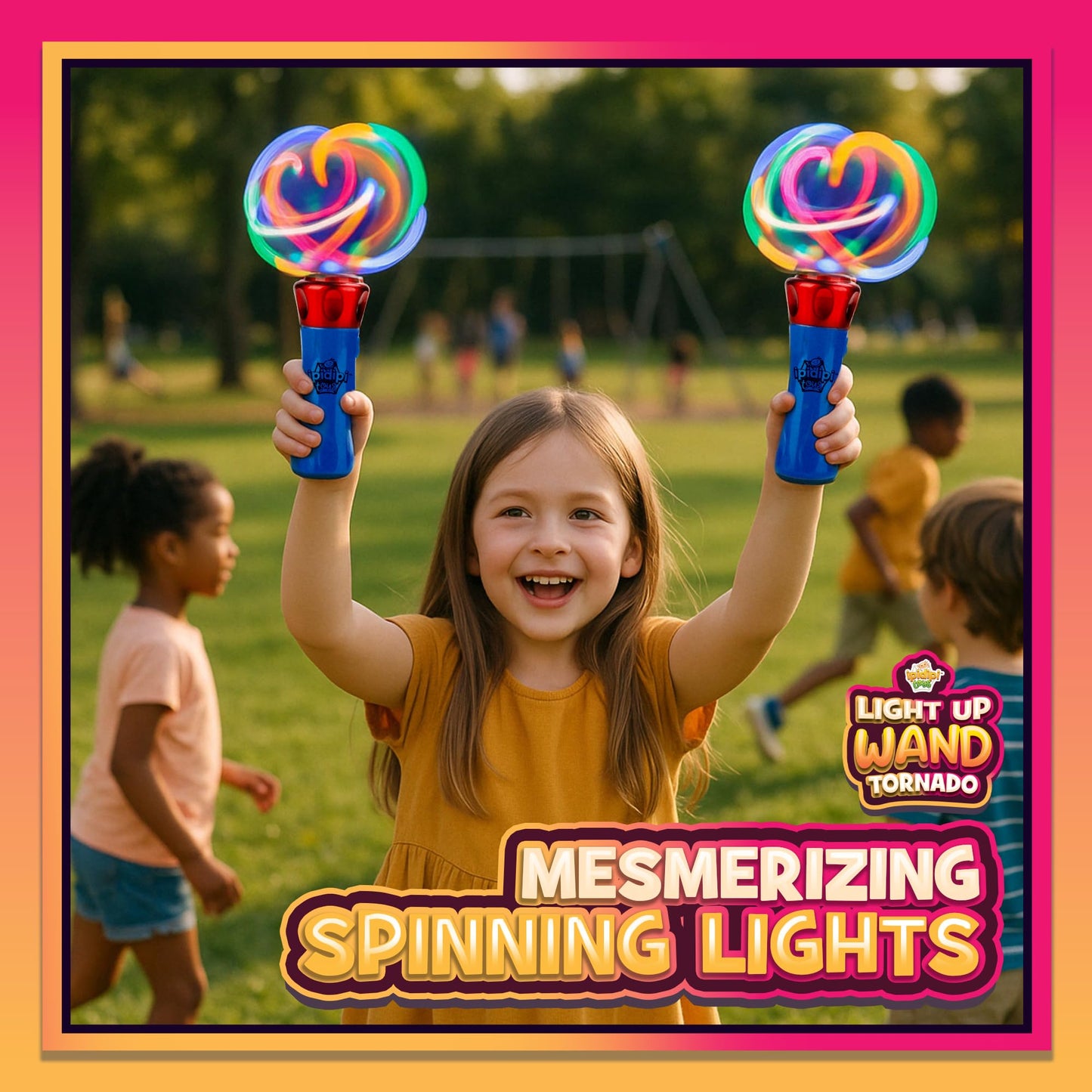 IPIDIPI TOYS Spinning Light Up Wand for Kids – LED Magic Swirling - Easter Basket Stuffers, Goodie Bag Toys - Ideal Gift, Birthday Party Favors for Boys & Girls