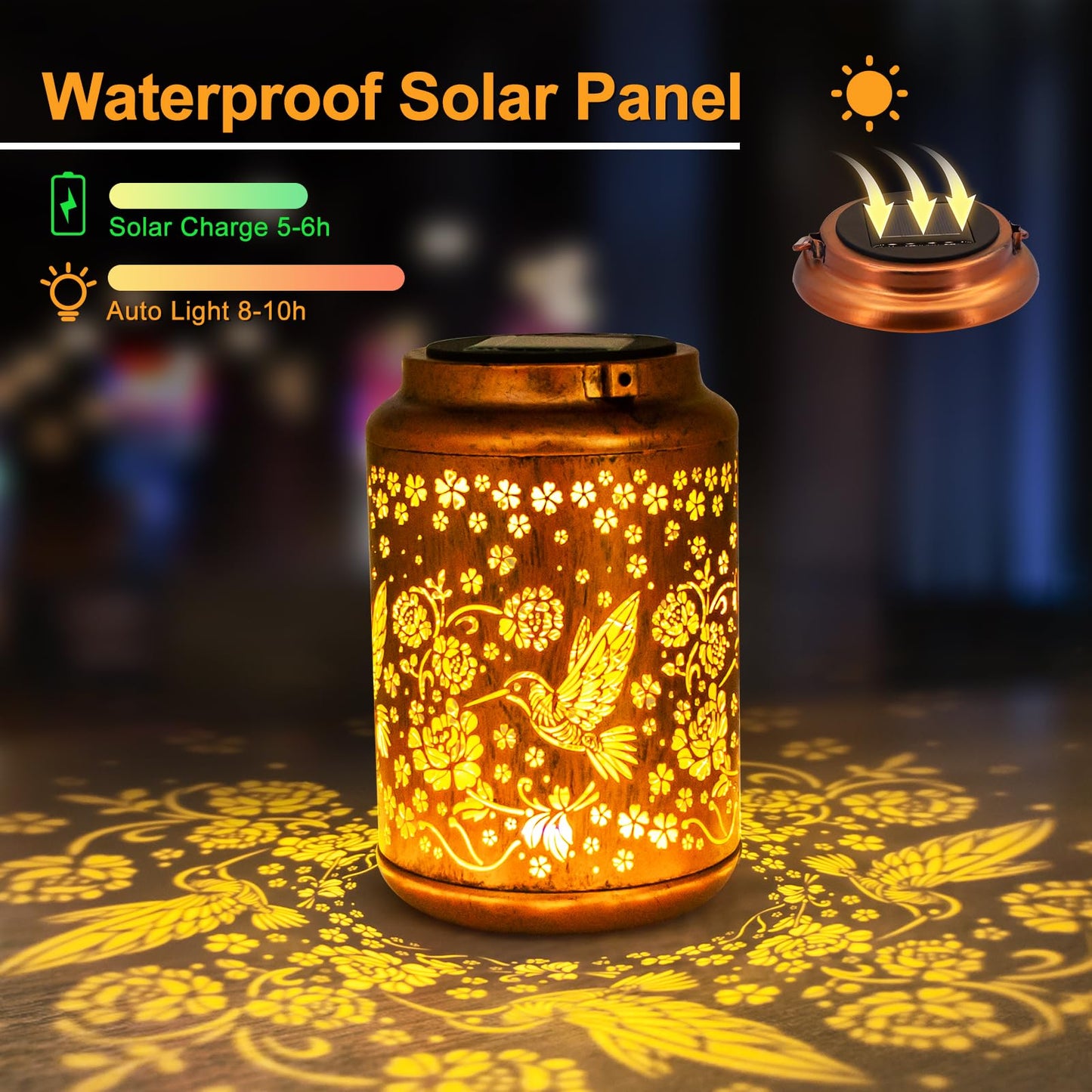 YISITEONE Hummingbird Outdoor Solar Lanterns, Garden Waterproof Metal Hanging Decor Lights for Patio Yard Pathway Lawn Front Porch, Birthday Gardening Gifts for Women Mom Grandma