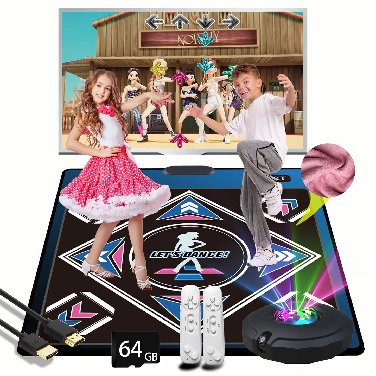 WuZhuangYuan A Single-Person Dance mat with Camera, 64GB Card, 650 Songs, 1000 Games, 81 Music Videos. Luxurious Gift for Boys and Girls, Made of high-Grade Flannel. Suitable for TV use.