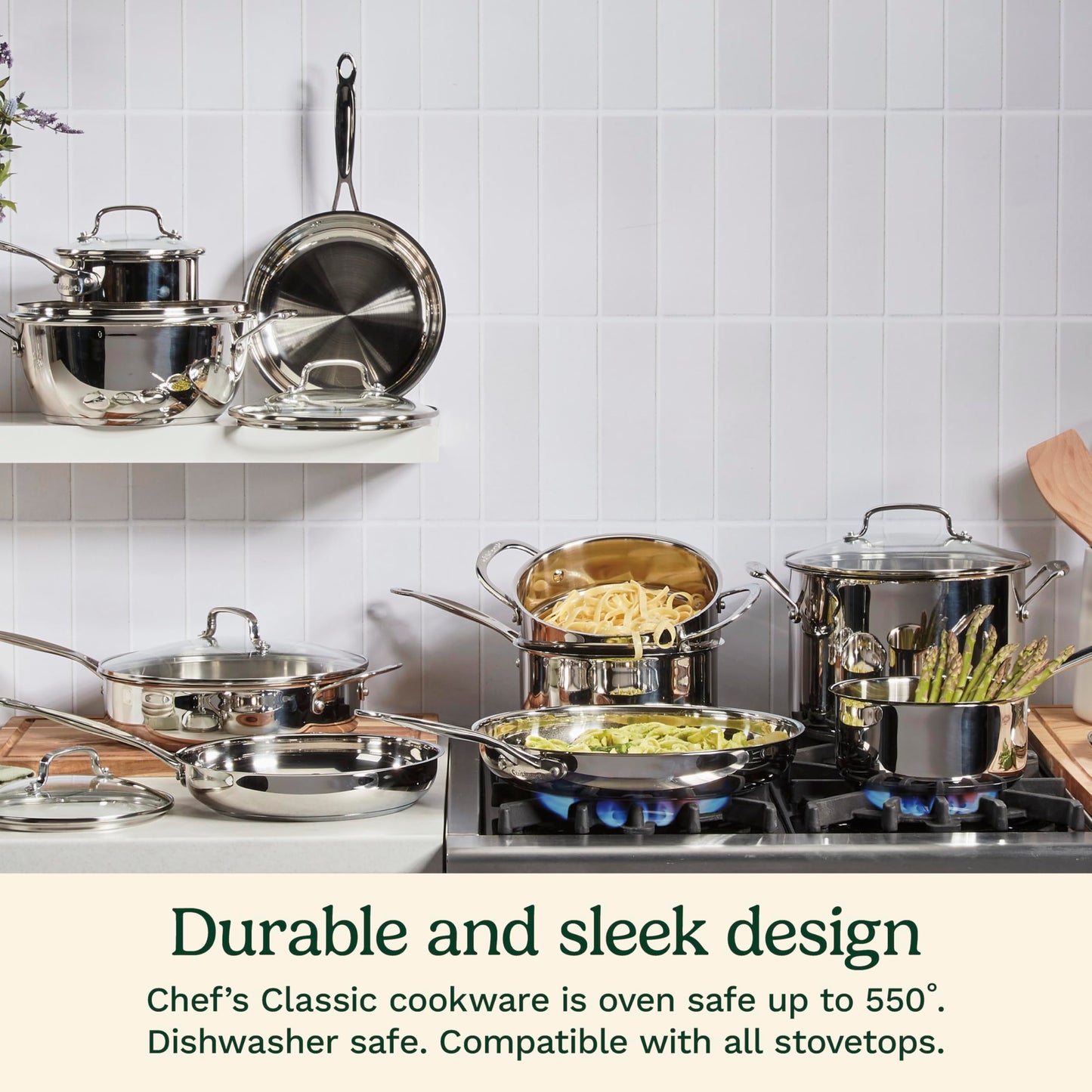 Cuisinart 1.5 Quart Sauce Pan with Cover, Stainless Steel Pot with Lid, Small Kitchen Pots, Dishwasher Safe, Compatible with Induction, Electric, Gas Cooktops, Oven Safe Saucepan, Cool Grip Handles
