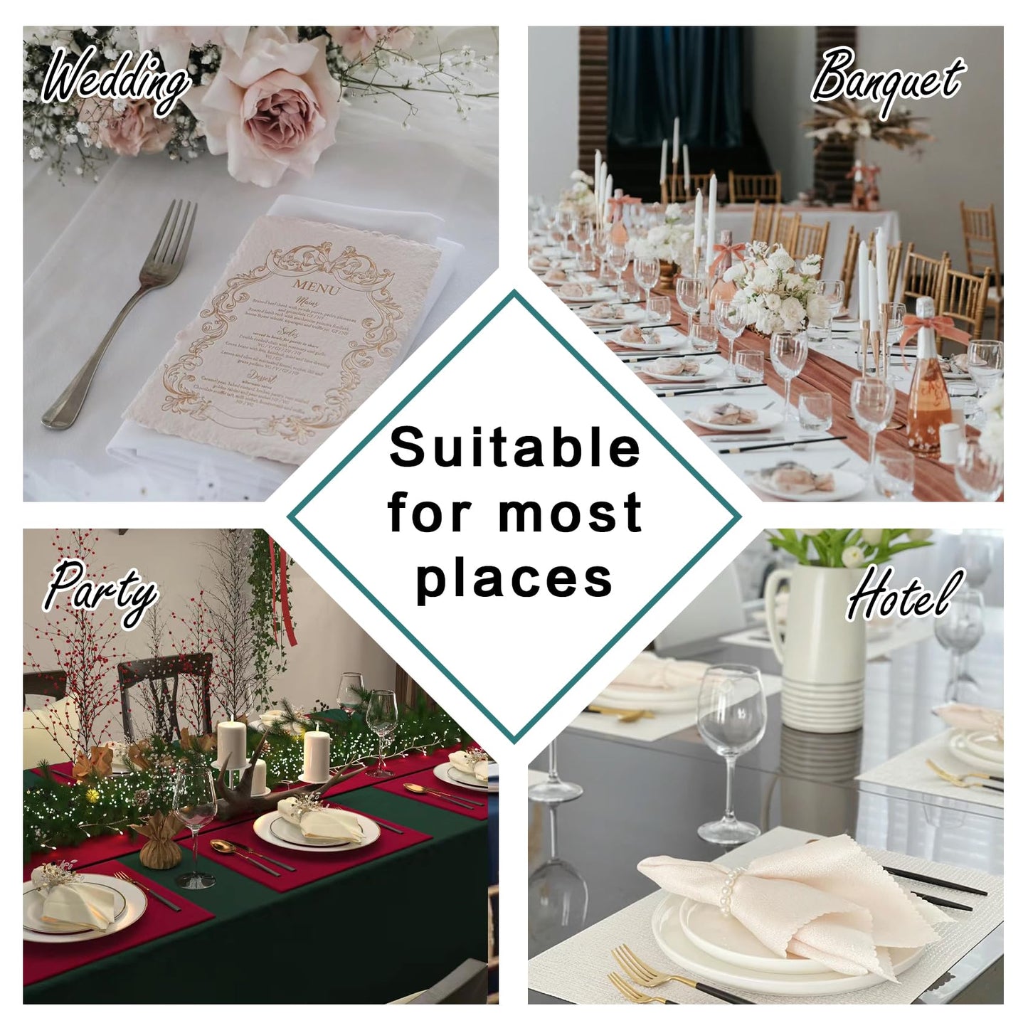 Bailarina Cloth Napkins Set of 120,17x17 inches Dinner Napkins Cloth Washable,Polyester Square Table Cloth Napkin Bulk with Hemmed Edges Ideal for Banquets, Parties and Weddings-Ivory