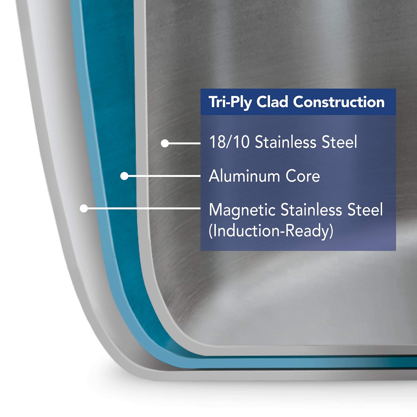 Tramontina Signature Tri-Ply Clad Stainless Steel 11-Inch Square Grill Pan, Induction-Ready, Dishwasher-Safe, NSF-Certified, Made in Brazil