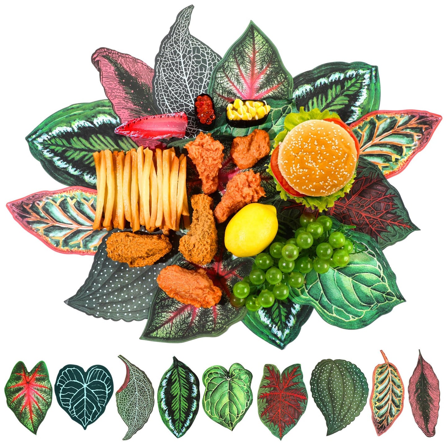 Gersoniel 180 Pcs Parchment Paper Leaves, 8.66 in Charcuterie Board Tropical Parchment Paper Leaves Cheese Decorative Parchment for Table Festival Tropical Party Serving
