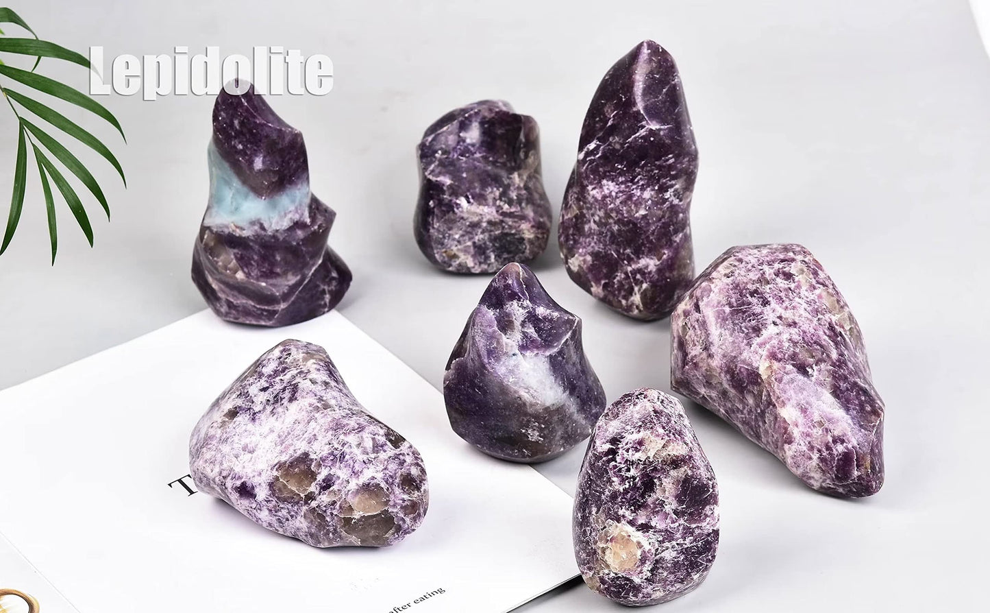 AMOYSTONE Purple Lepidolite Crystals Tower Flame Shaped Stone Energy Meditation Healing Crystal Home Decor 1.5-2.2 Pound