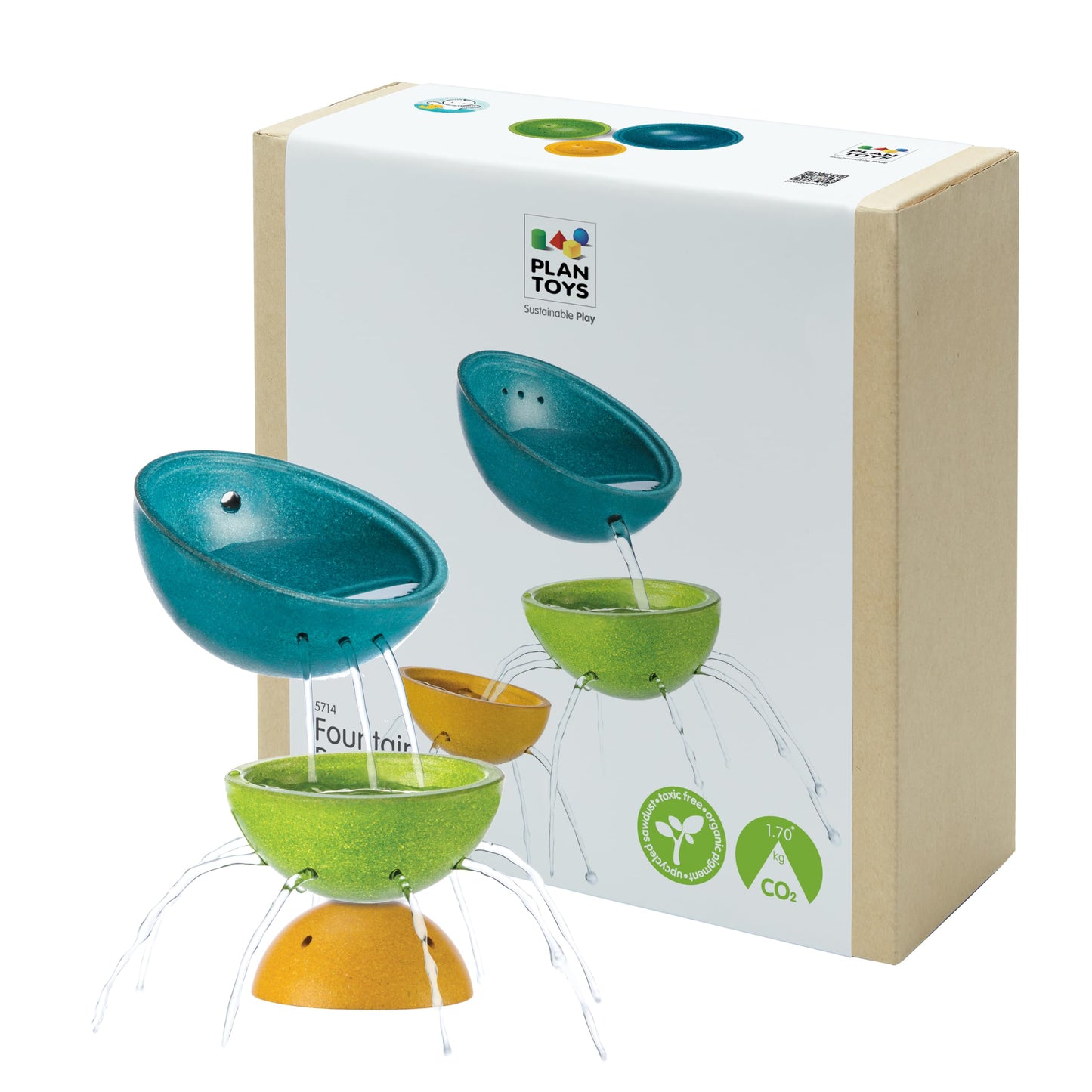PlanToys® Fountain Bowl Set Montessori Water Play Toys for Toddlers | Sensory Bath & Beach Toy | STEM Toy for 1 Year Old | Eco-Friendly Pouring & Scooping Bowls