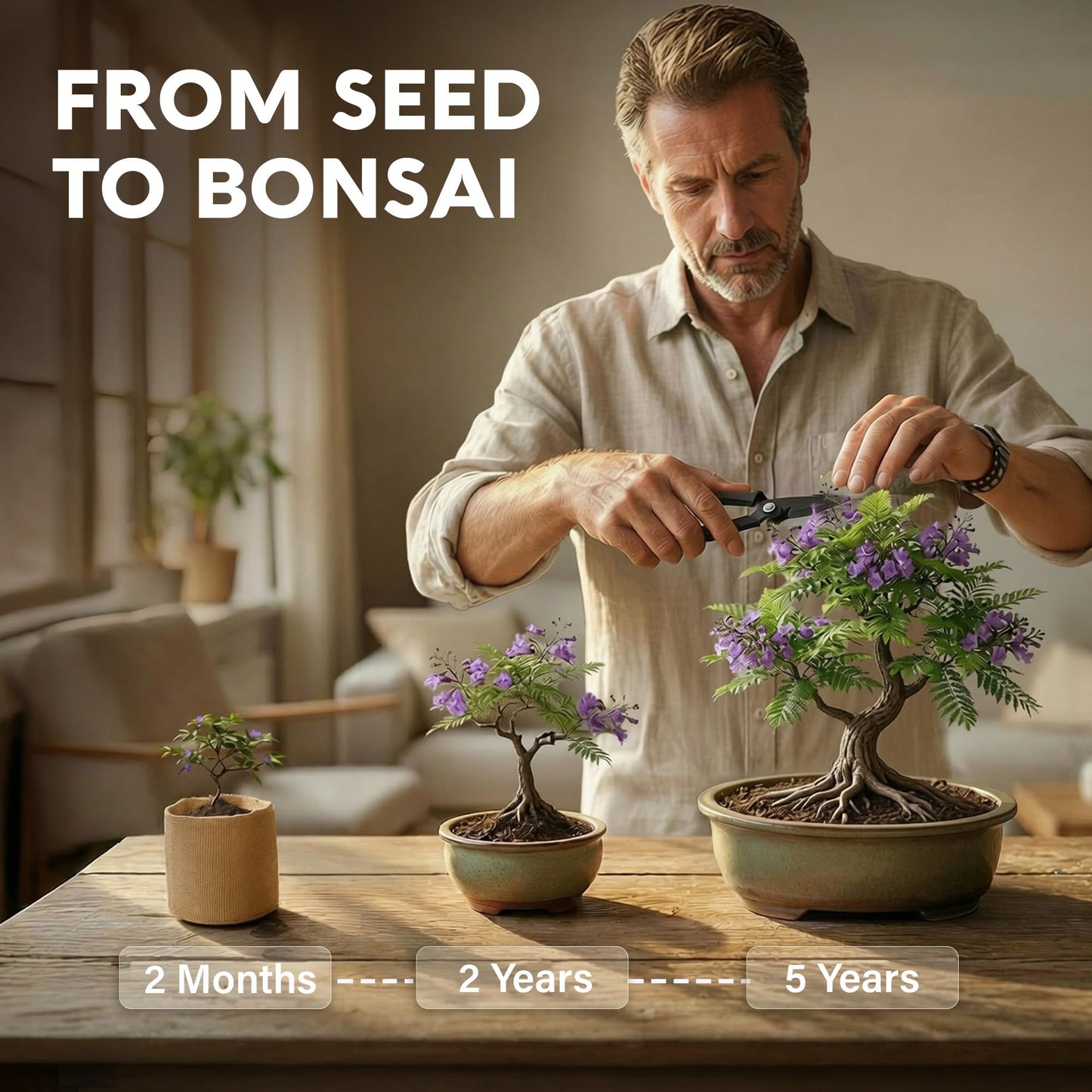 Bonsai Tree Kit for Beginners – 5X Unique Japanese Bonzai Trees | Complete Indoor Bonsai Starter Kit for Growing Bonsai Plants with Tools & Planters – DIY Gardening Gifts for Women & Men