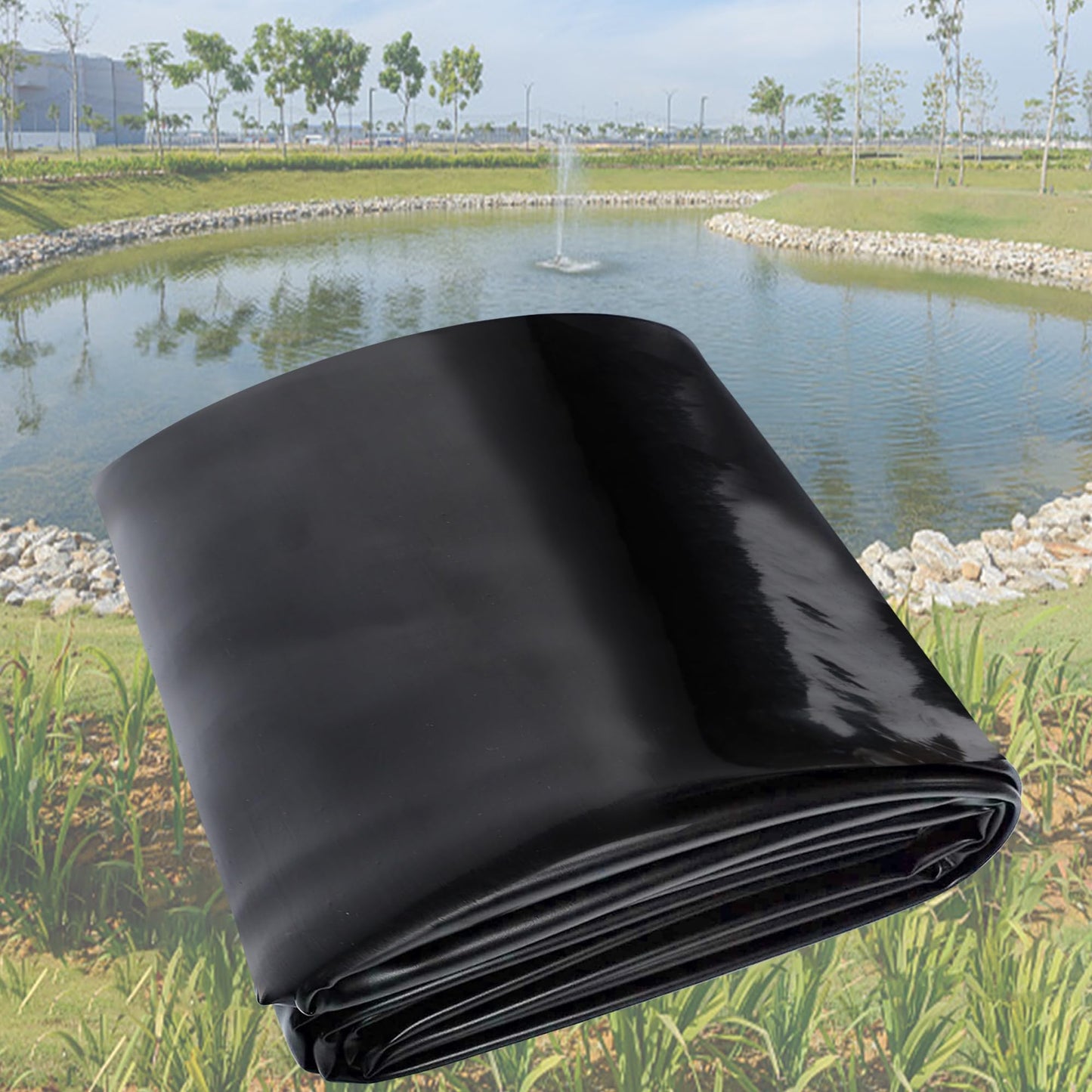 Adroiteet 14 x 14 FT Pond Liner, 20 Mil Fish Pond HDPE Liner, Pond Liners for Outdoor Ponds, Koi Ponds, Garden Fountain, Waterfall