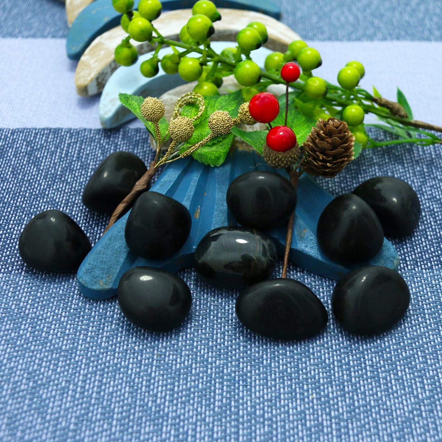 Namzi Natural Black Obsidian Crystal Stone, Black Stones Bulk, Crystals and Healing Stones, Tumbled Polished Stones for Decoration, Wicca, Reiki, Witchcraft Supplies, Chakra and Energy(10 Pcs)