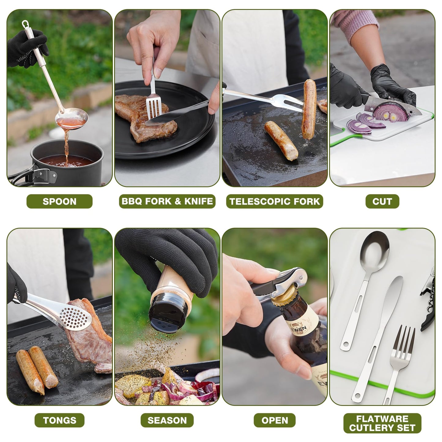 ONLYFIRE OUTDOOR LIVING Portable Camping Utensil Set, 16 Piece Cookware Kit, Outdoor Cooking and Grilling Utensil Organizer Travel Set Perfect for Picnic, RV, Tailgating, Camping, Hiking, CT606