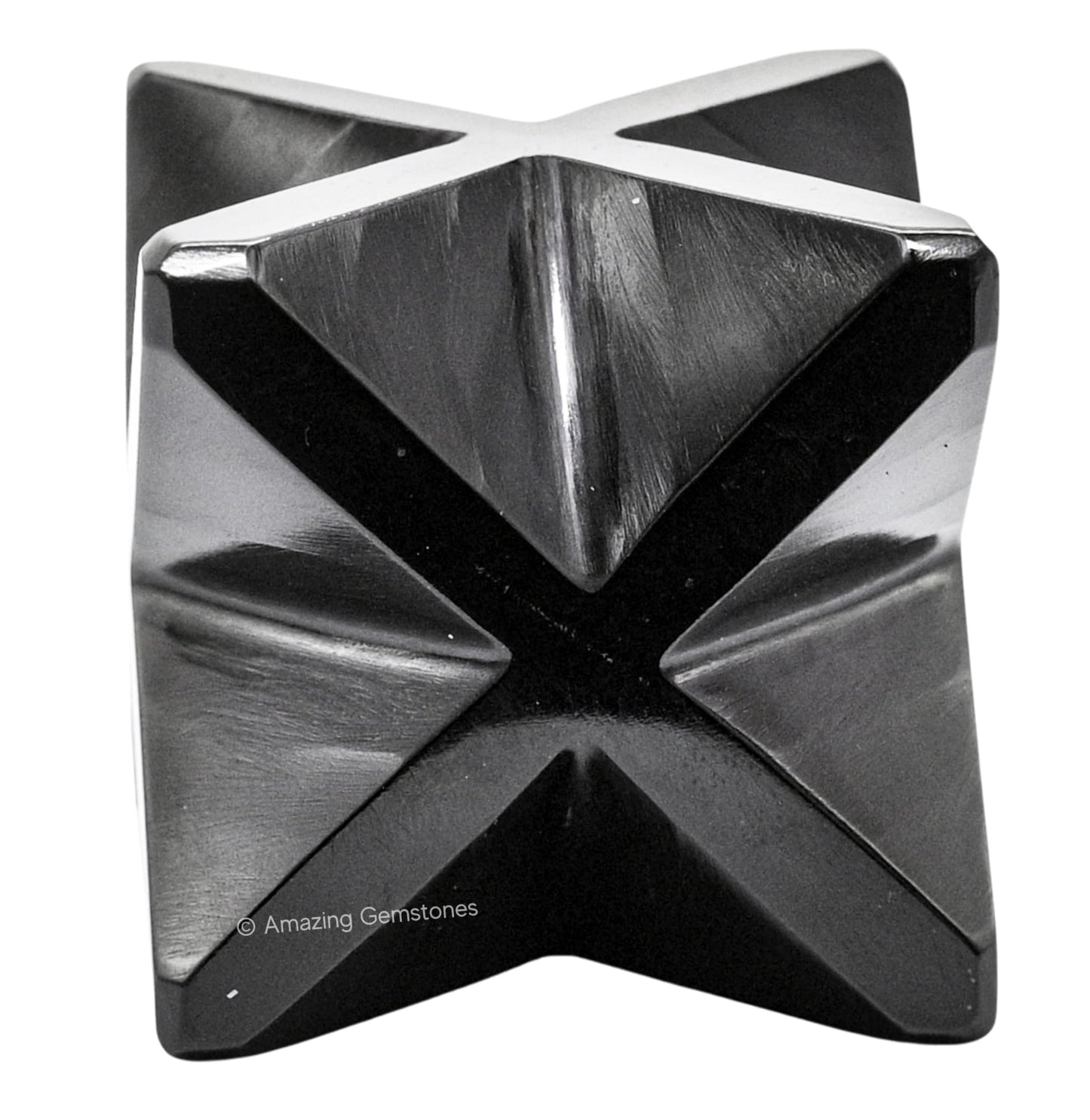 Amazing Gemstone Black Obsidian Merkaba Crystal - 1.5 Inches Metaphysical Merkaba Star for Meditation - Energetic Tetrahedron Crystal and Healing Stones for Spiritual Growth and Healing (35-40mm)