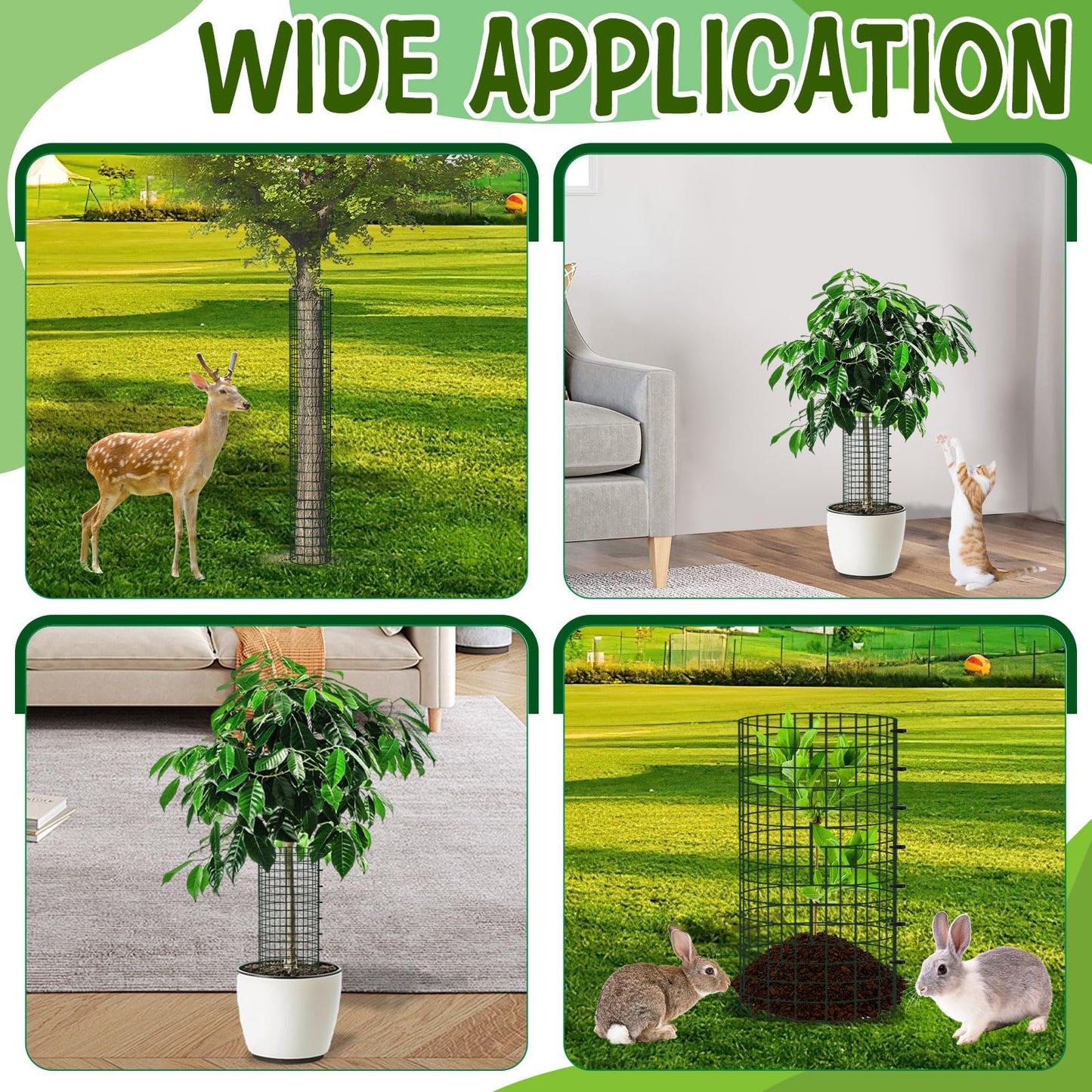 HFYZZ 47 Inch Metal Tree Trunk Protector, 5 Pack Mesh Tree Guards Trunk Protector with Metal Stakes & Zip Ties, Tree Bark Protector for Protecting Bark & Saplings from Deer Animals Mowers Trimmers