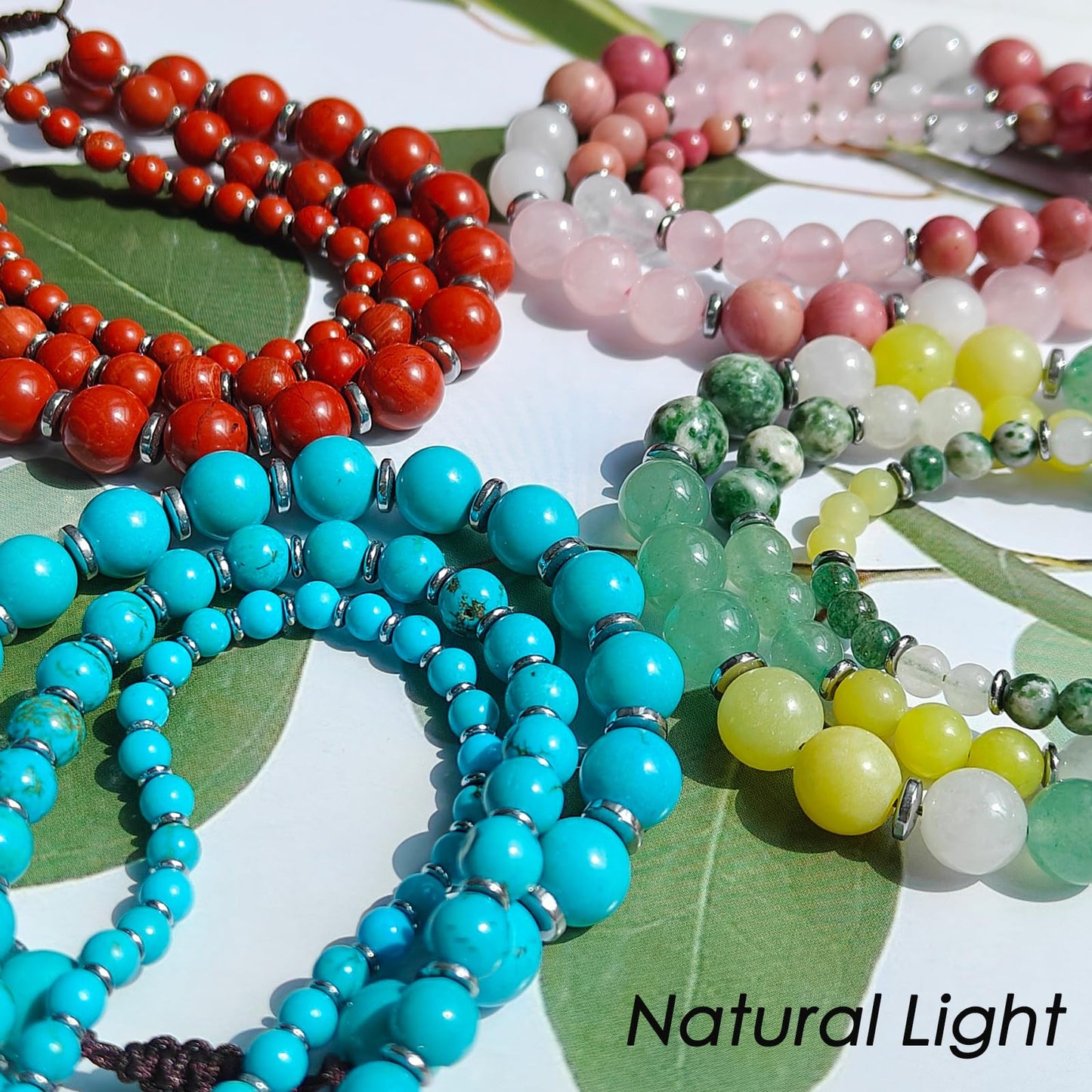 CHCCOYE 4mm Handmade Adjustable Natural Gemstone Crystal Bracelet Healing Power Energy Inspirational Gifts with Card for Unisex (Mulitcolor Amazonite)