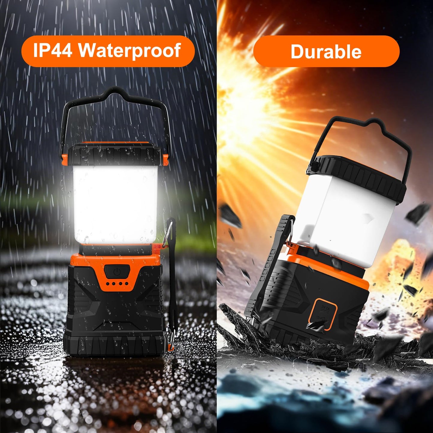Xynover LED Camping Lantern Rechargeable,1000LM, Portable with 5 Ligth Modes, IP44 Waterproof 4400mAh Tent Flashlight Lanterns for Power Outages, Hiking, Hurricane,Campsites, Emergencies (2-Pack)