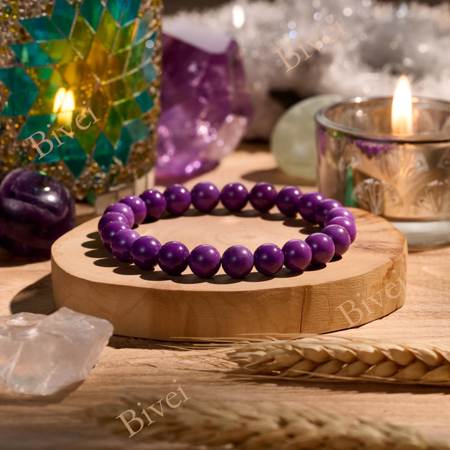 Lepidolite - Calm and Balance - 8mm Beaded Bracelets for Women Handmade Semi Precious Natural Stone Stretch Elastic Jewelry Yoga Protection Gifts