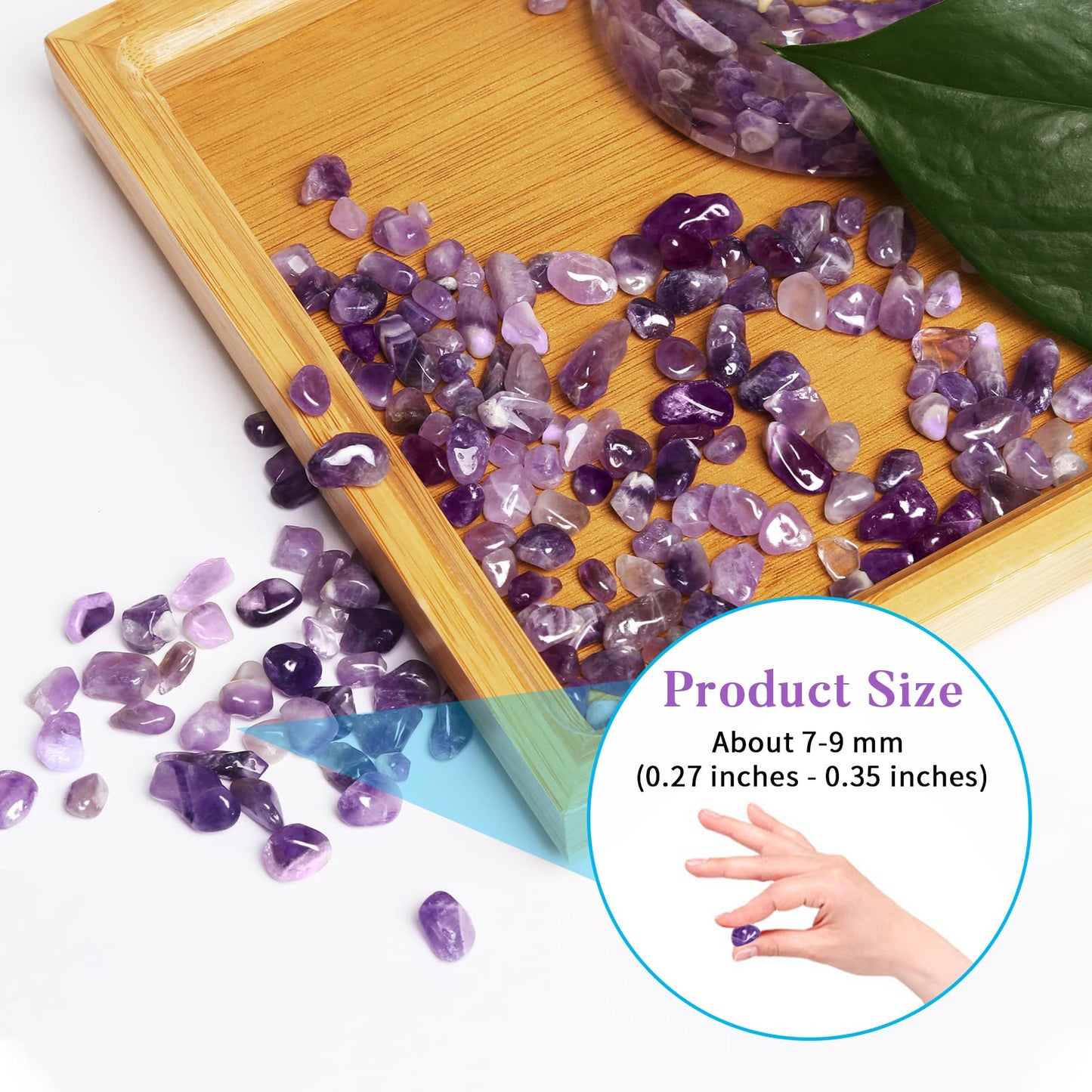 QICQDRAM Polished Gem Stones Rocks Crystals 0.9 Lb/405g Natural Tumbled Stones Amethyst Crystal Chips Bulk for Healing Crystals & Fish Tank Rocks Gravel, Vase Filler, Plants Decor