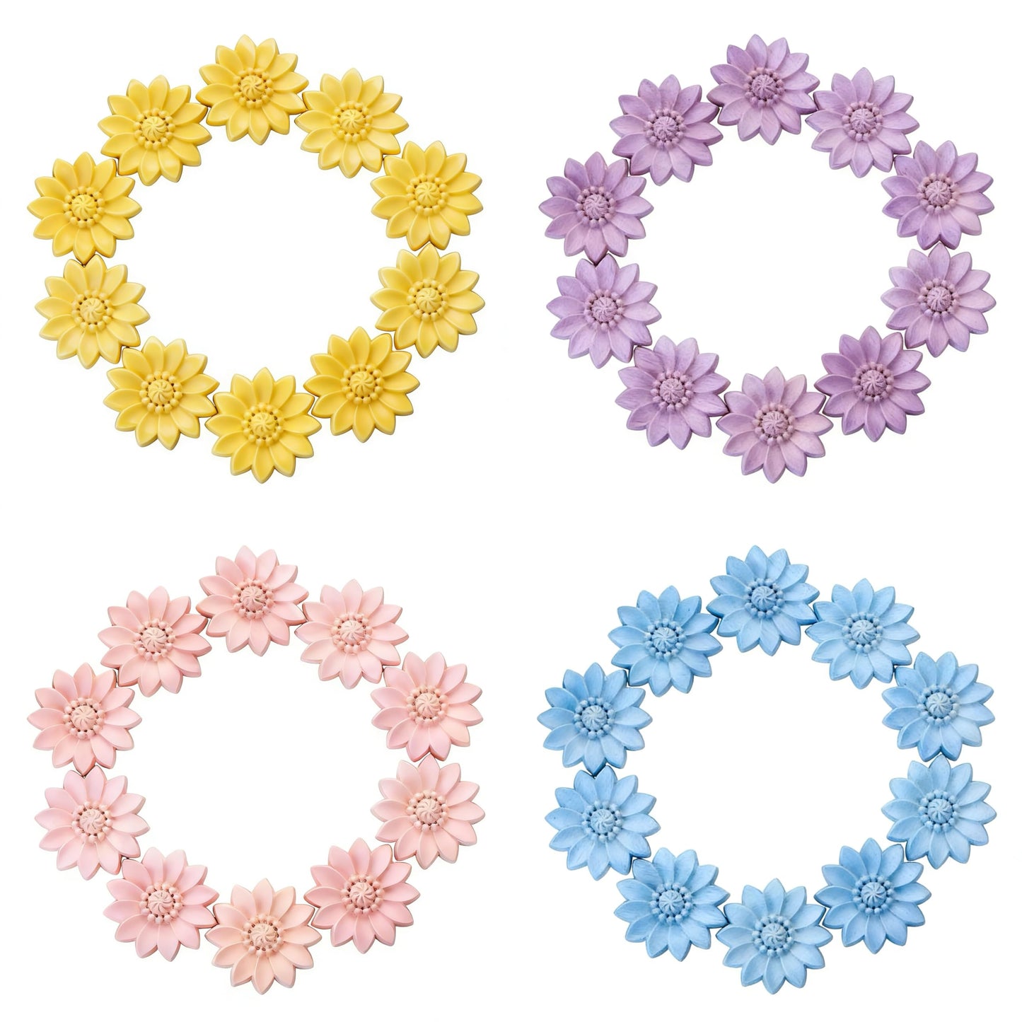 10PCS Wood Carved Flower Appliques Round Carving Craft Decals Onlays for Home Chests Cabinet Door Cupboard Dresser Bed Wall Pew Wardrobe Furniture Decor (Dia-5cm/1.97")