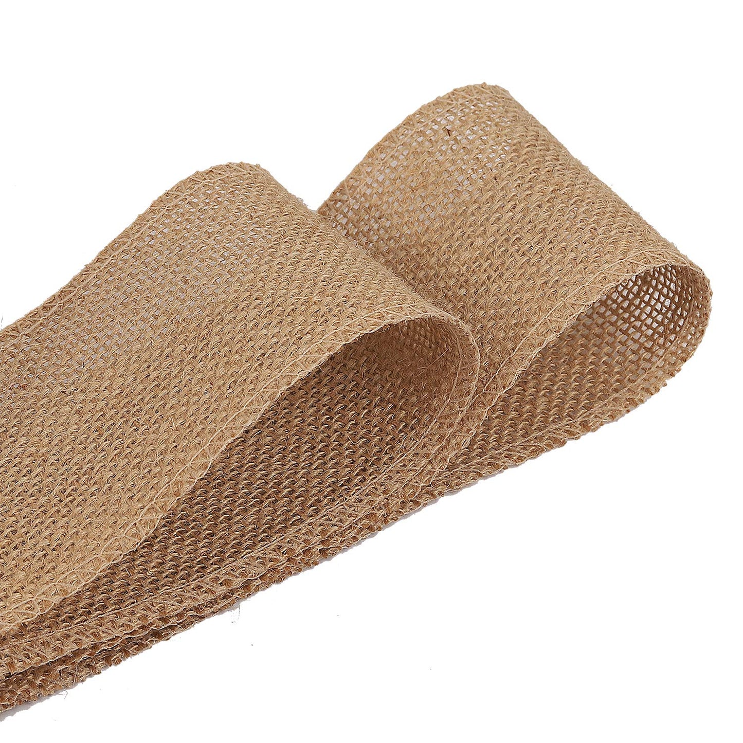 KINJOEK 4 Inch Wide 54 Yards Burlap Ribbon, Natural Jute Fabric Ribbon Crafts Ribbon for Christmas Wedding Gifts Burlap Fabric DIY for Decoration