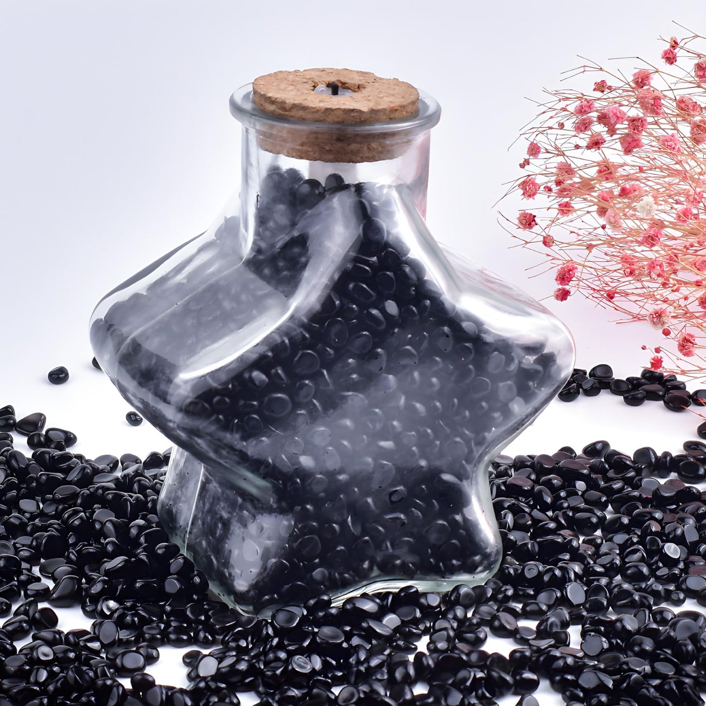 SigMntun Polished Obsidian Crystal Chips 200 Pcs - 0.3" 10 oz Tumbled Stone Chips Crushed Sea Glass Stones Healing Reiki Crystal Making Home Decoration