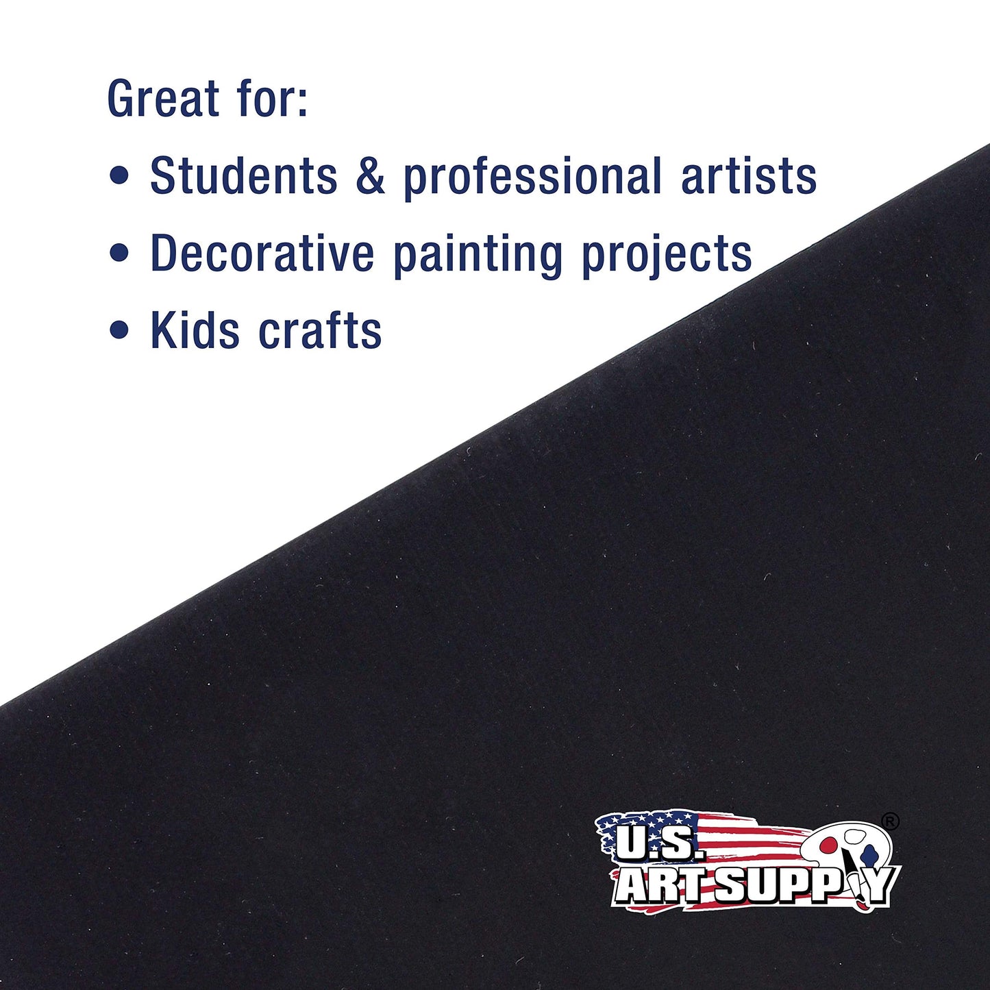 U.S. Art Supply 6 X 6 Inch Black Art Canvas Board Panels 6 Pack - 8 Ounce Heavyweight Cotton Acid Free Canvases for Painting Acrylics and Watercolor (1 Case of 6 Single Canvas Painting Panels)