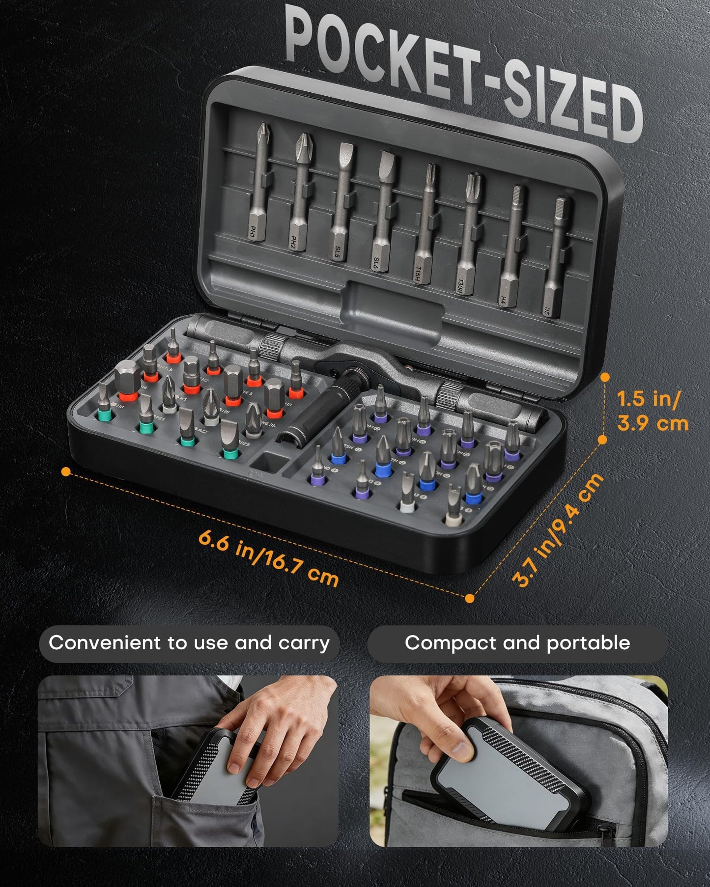 42 in 1 Magnetic Screwdriver Set Multi Bit Ratcheting Screwdriver with Storage Case Repair Tool Kit for Computer Electronics Bicycles Watch Ring Doorbell Furniture and DIY Projects