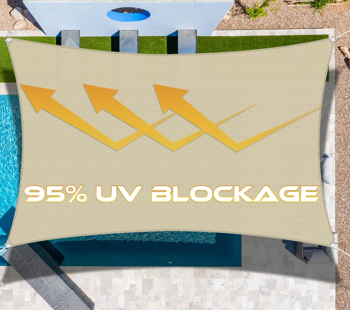 Windscreen4less 8' x 8' Sun Shade Sail Rectangle Outdoor Canopy Cover UV Block for Backyard Porch Pergola Deck Garden Patio (Gray)